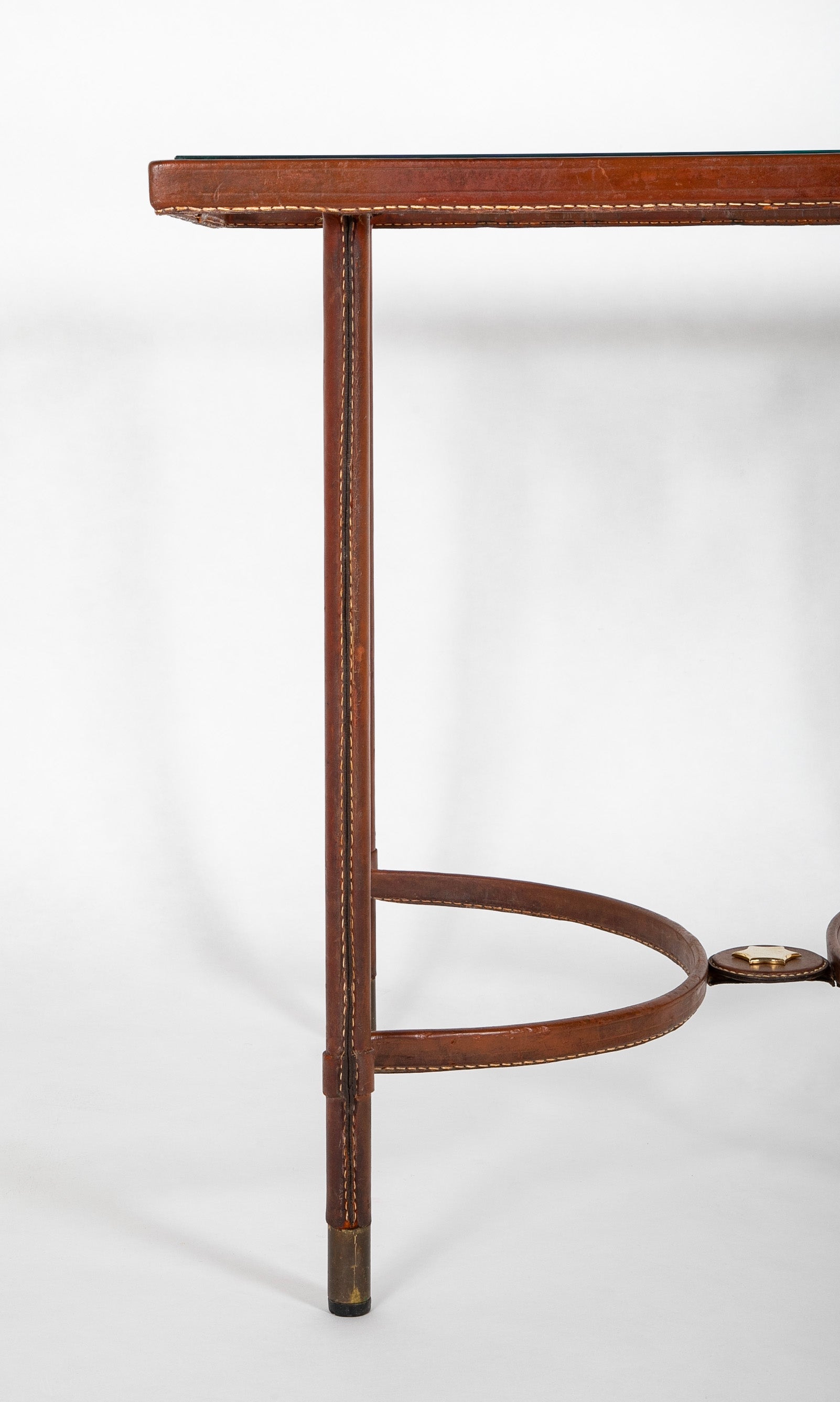 Leather Wrapped Games Table Attributed to Jacques Adnet