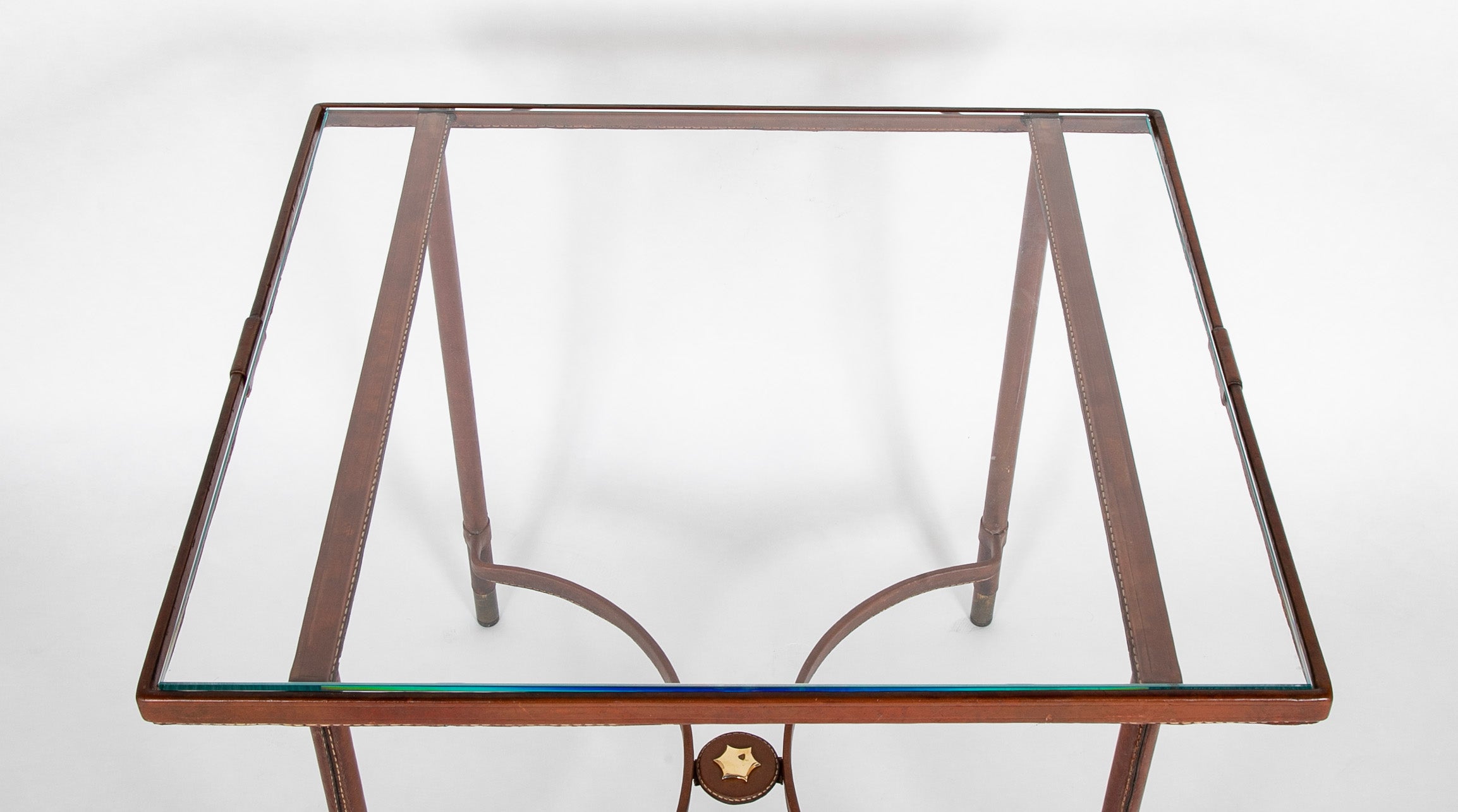 Leather Wrapped Games Table Attributed to Jacques Adnet