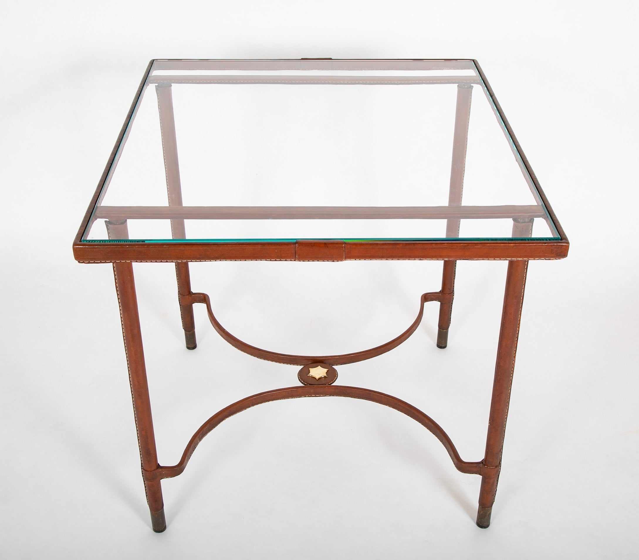 Leather Wrapped Games Table Attributed to Jacques Adnet