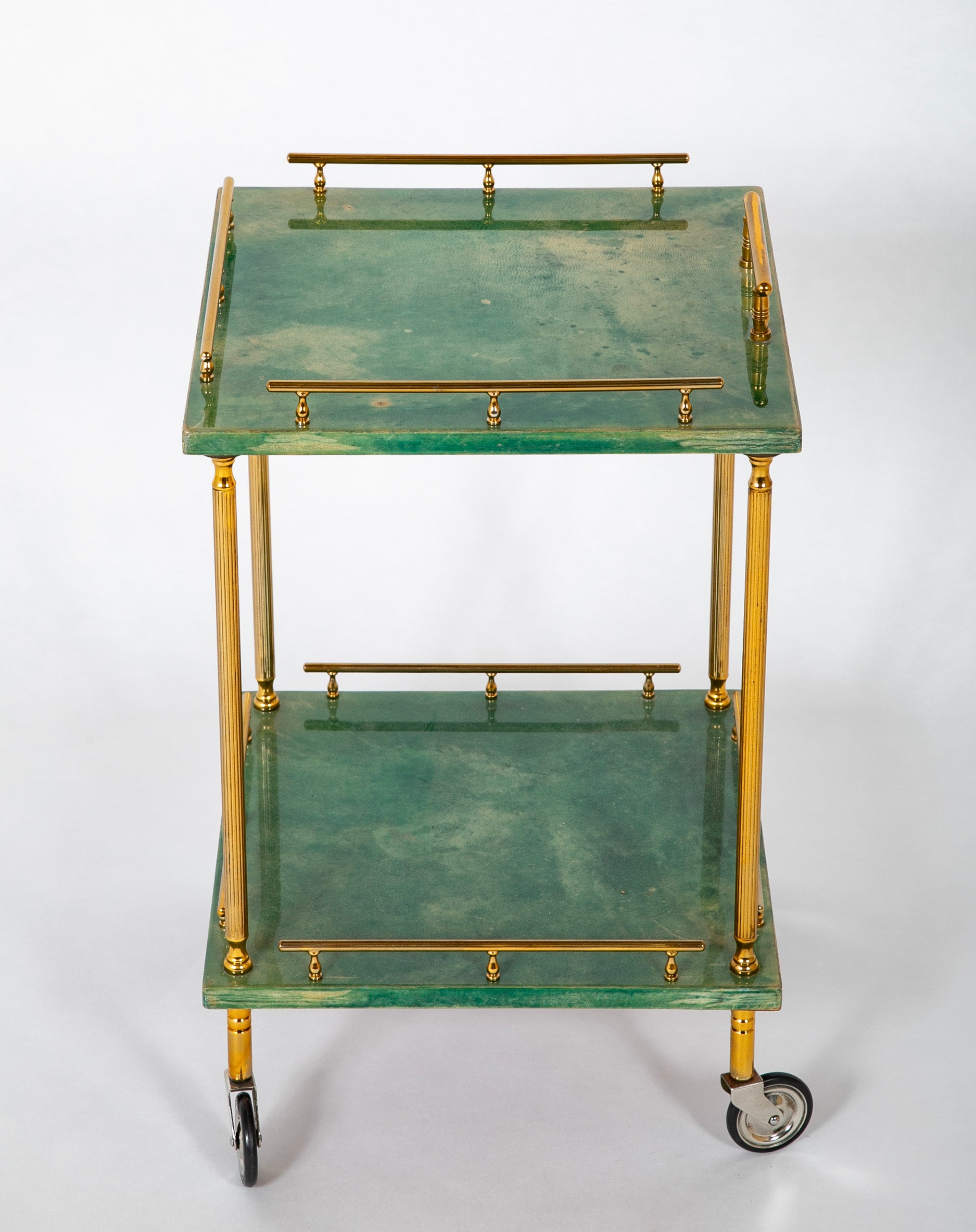 Mid-Century Aldo Tura Goatskin Covered "Carrello-Bar" or Rolling Cart