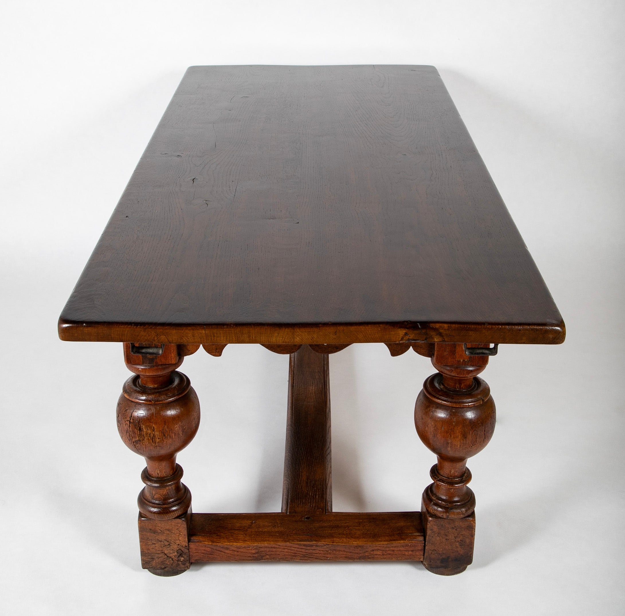 Danish Baroque Oak and Pine Table with Elaborate Formed Carved Legs