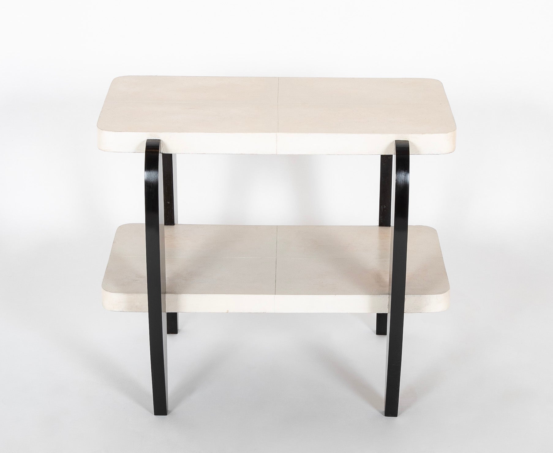 Italian Valzania Parchment 2 Tier Occasional Table