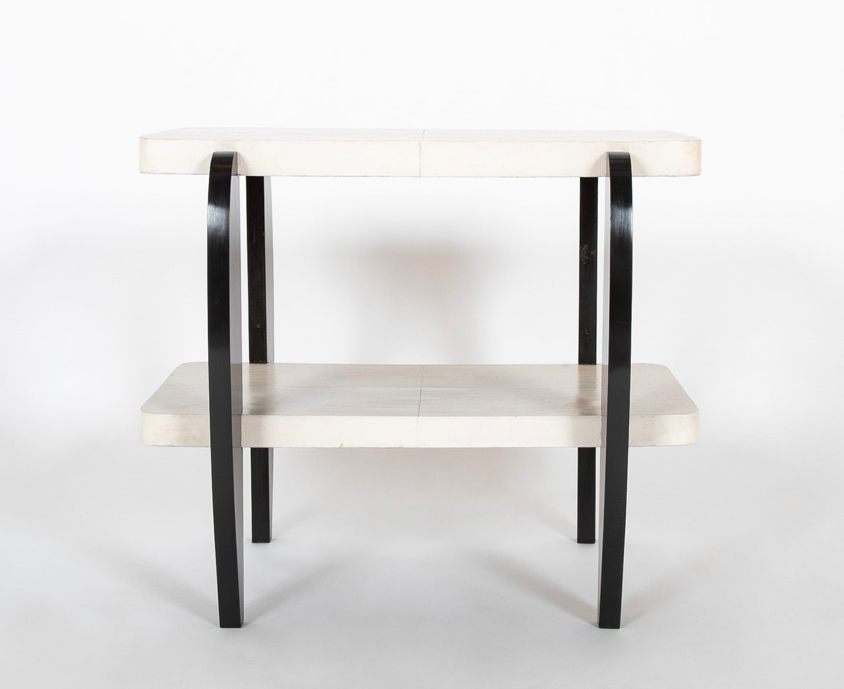 Italian Valzania Parchment 2 Tier Occasional Table