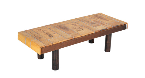 A Roger Capron Coffee Table in Stained Wood with Ceramic Tile