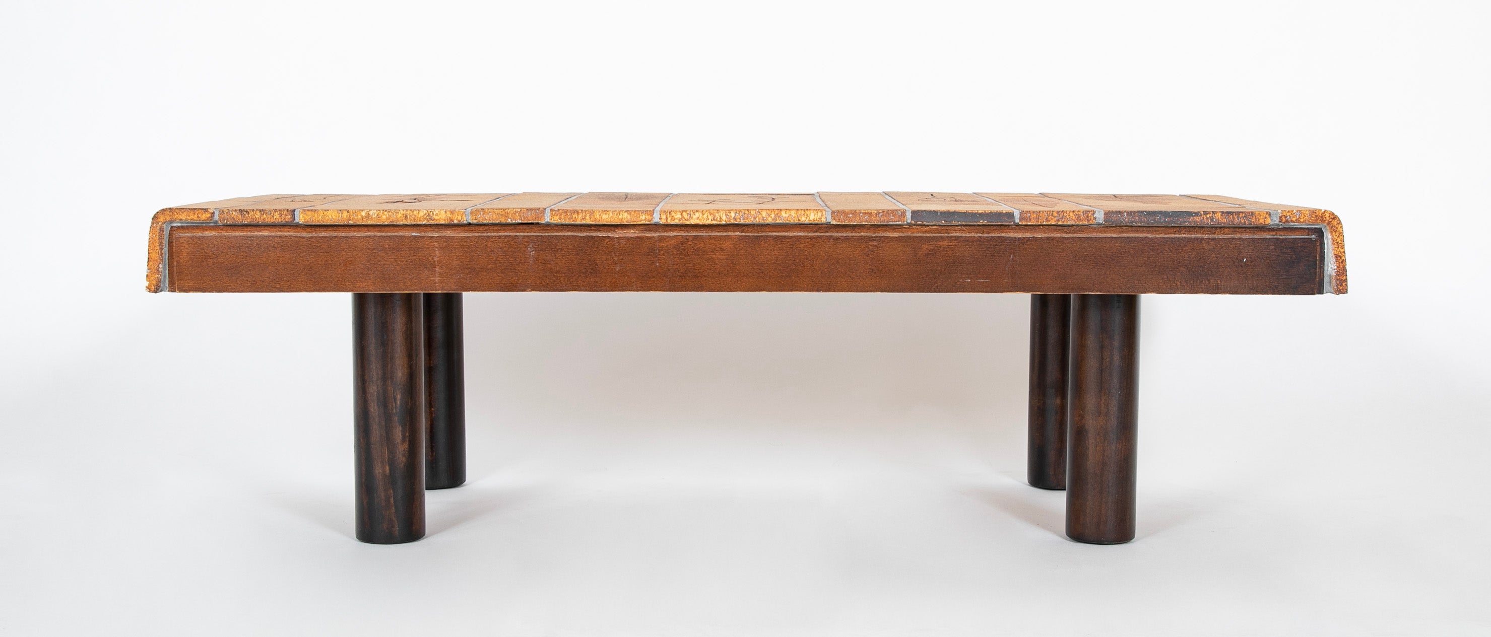 A Roger Capron Coffee Table in Stained Wood with Ceramic Tile