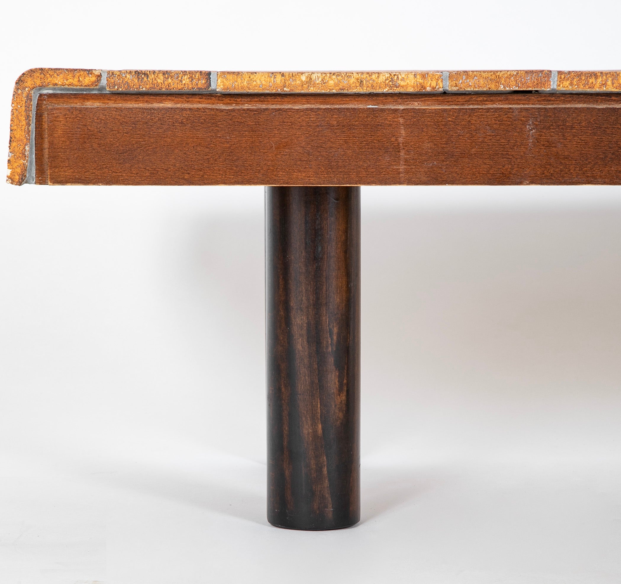 A Roger Capron Coffee Table in Stained Wood with Ceramic Tile