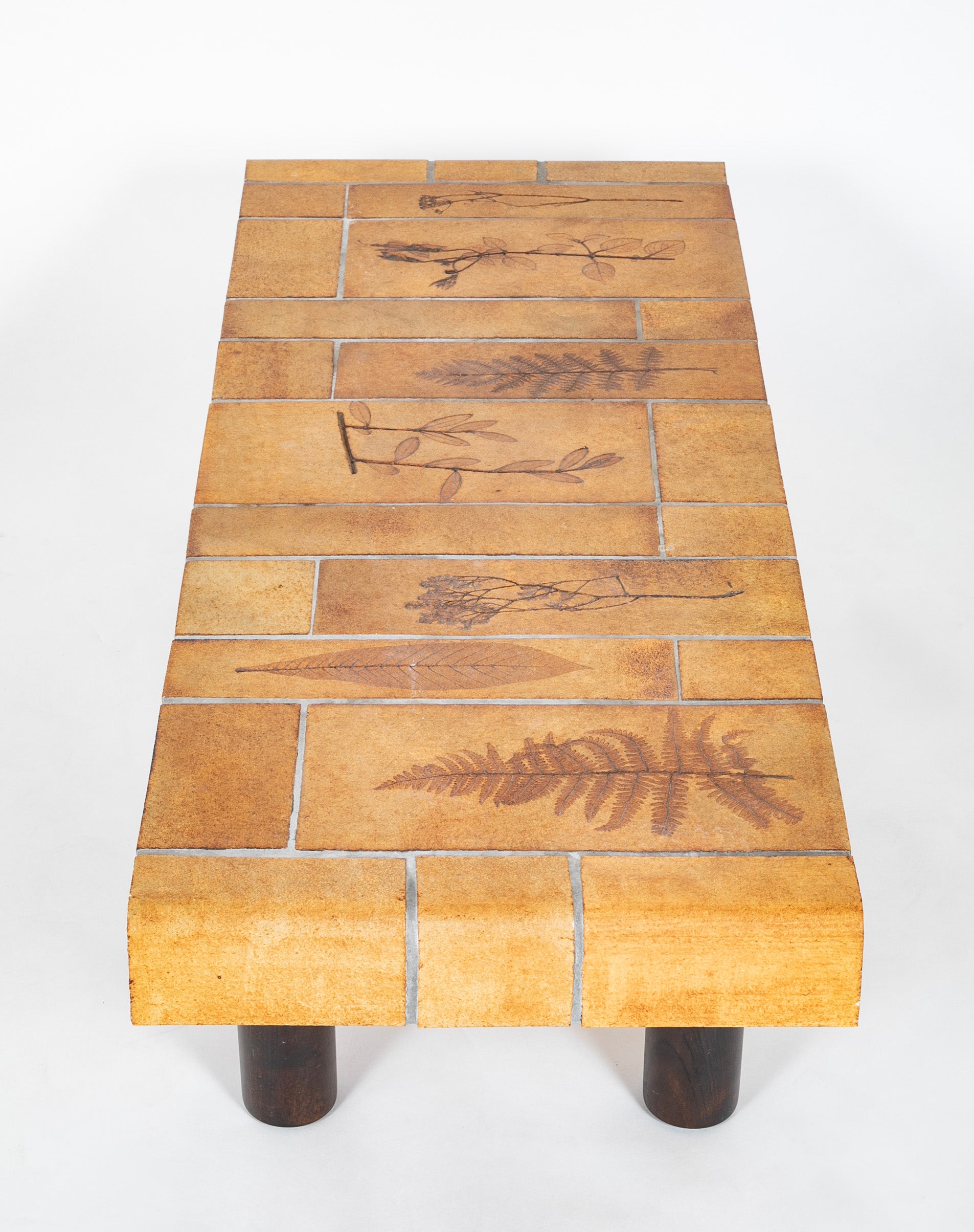 A Roger Capron Coffee Table in Stained Wood with Ceramic Tile