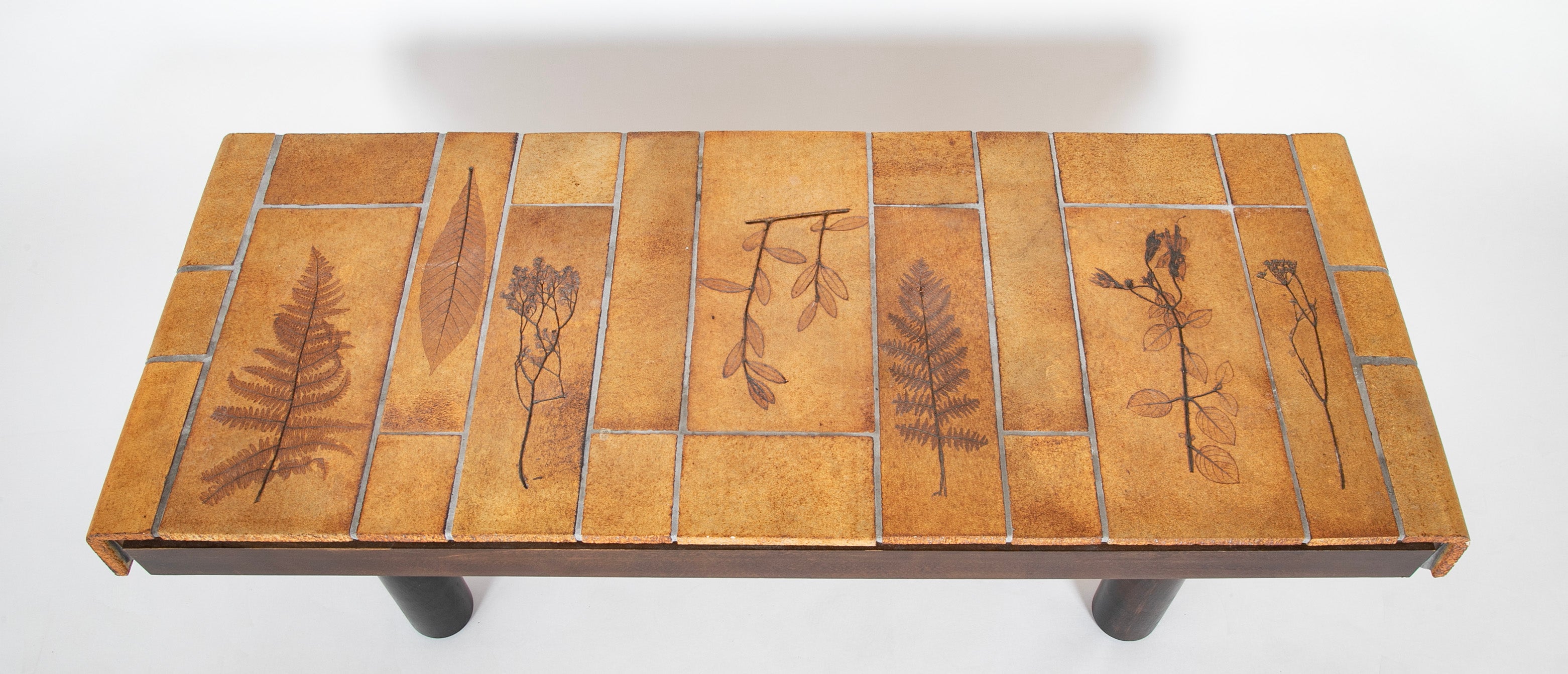 A Roger Capron Coffee Table in Stained Wood with Ceramic Tile