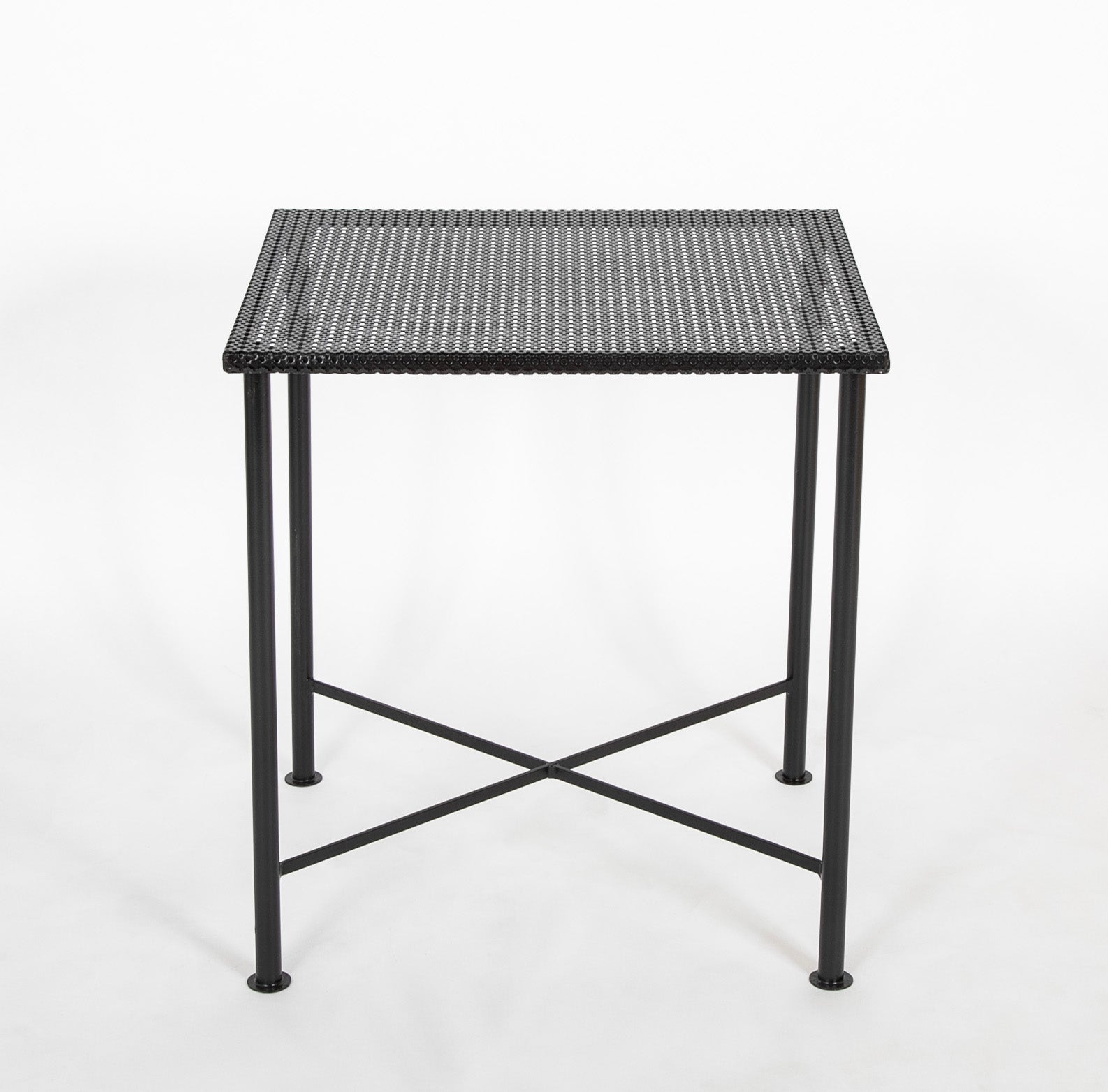 Black Metal Table with Perforated Top in the Manner of Mathieu Mategot