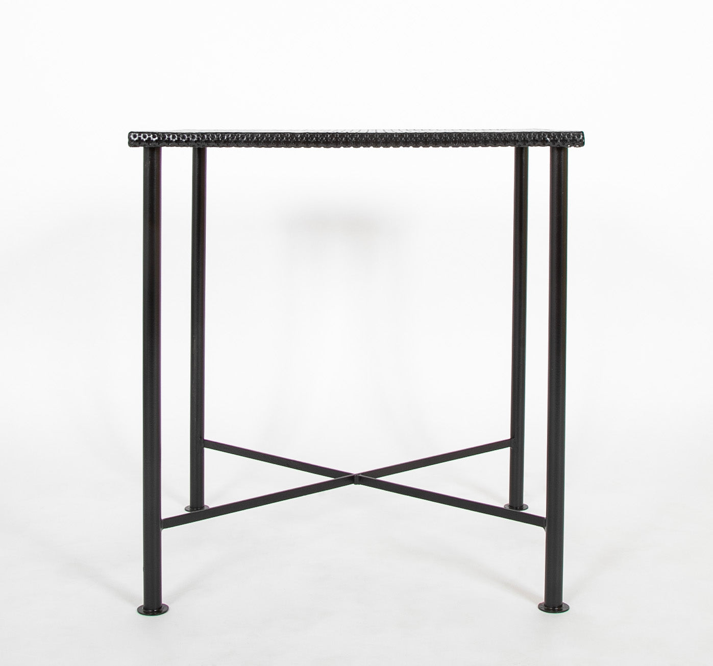 Black Metal Table with Perforated Top in the Manner of Mathieu Mategot
