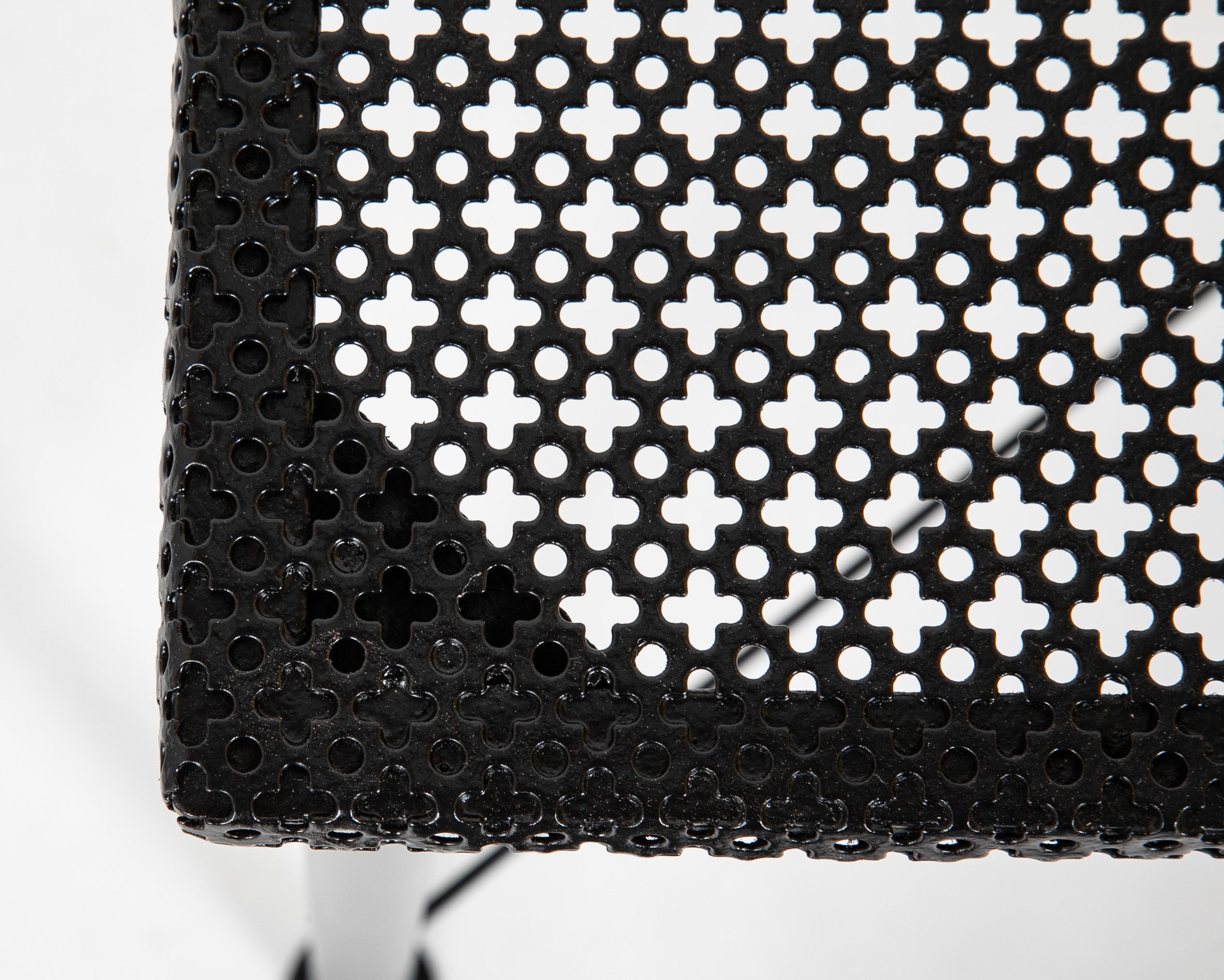 Black Metal Table with Perforated Top in the Manner of Mathieu Mategot