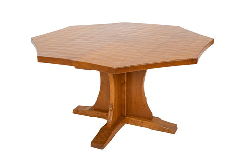 Octagonal Arts & Crafts Oak Center Table by Robert "Mouseman" Thompson