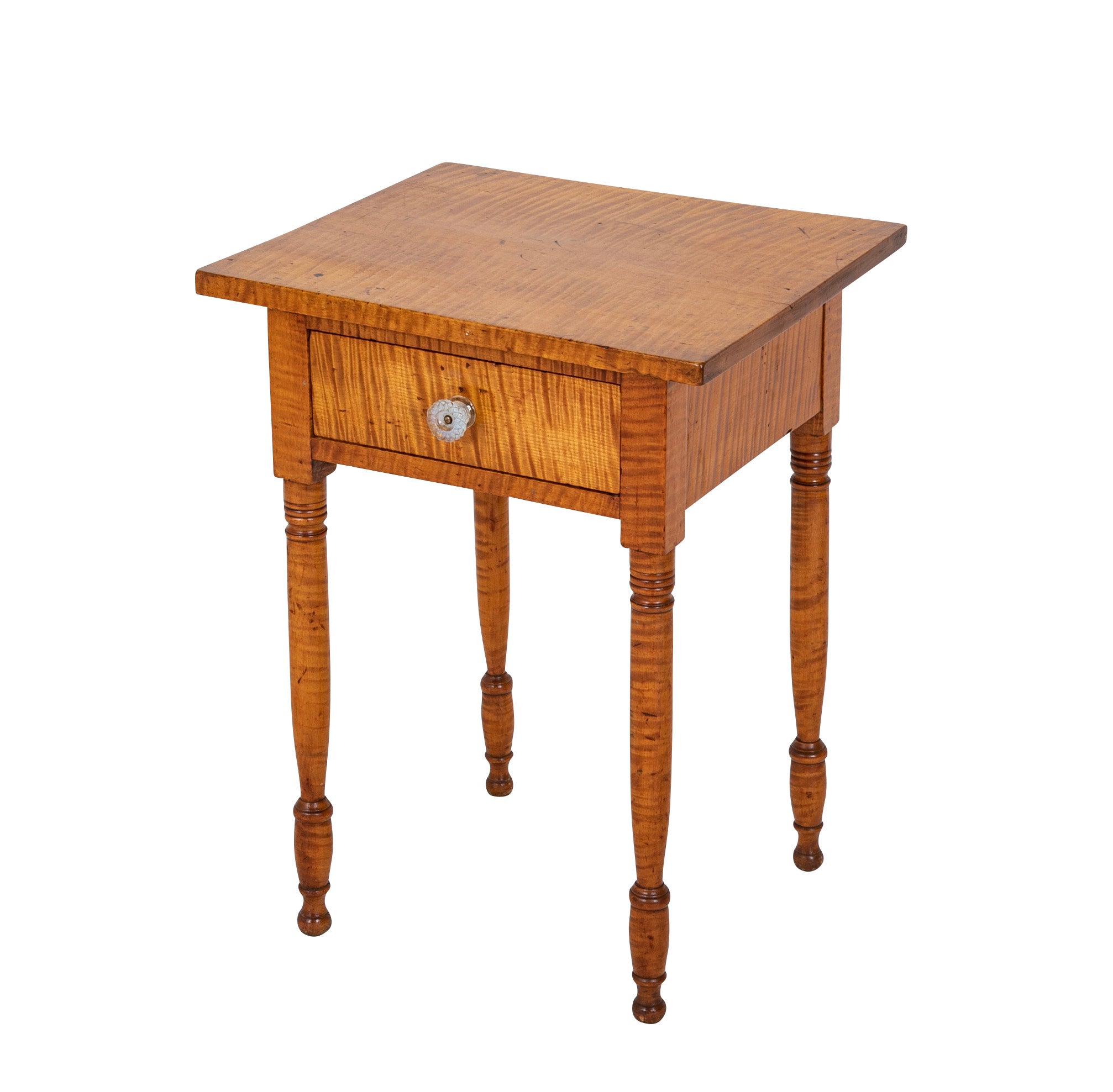 An American Tiger Maple Single Drawer Table