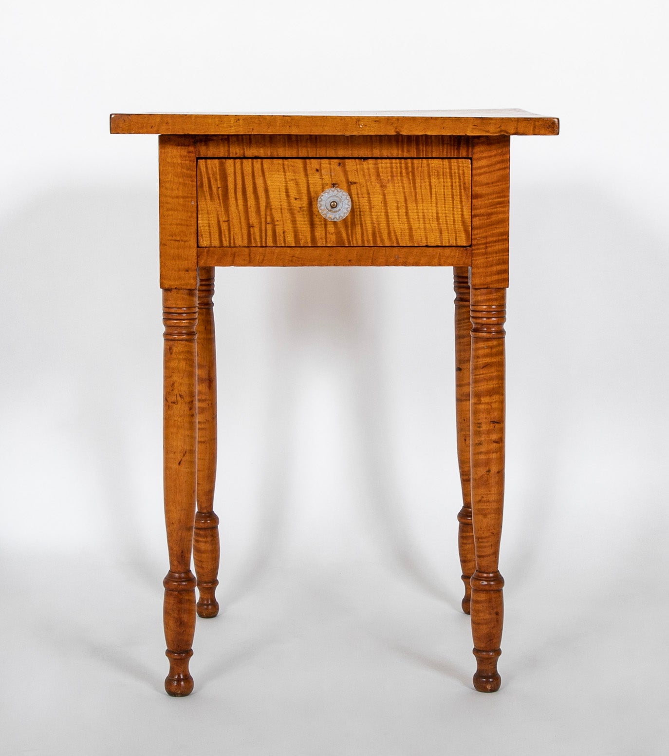 An American Tiger Maple Single Drawer Table