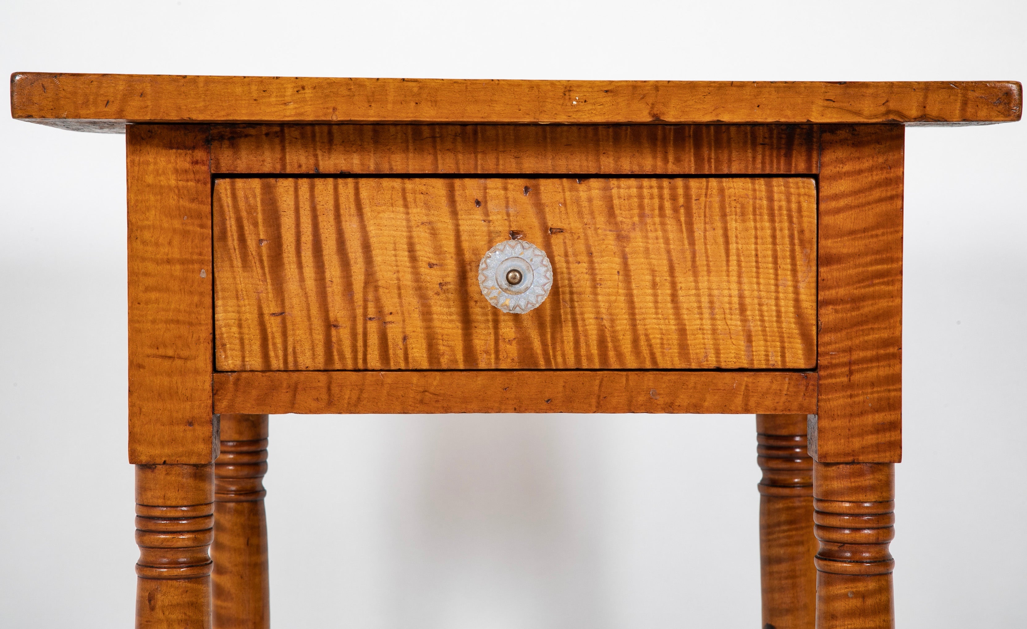 An American Tiger Maple Single Drawer Table