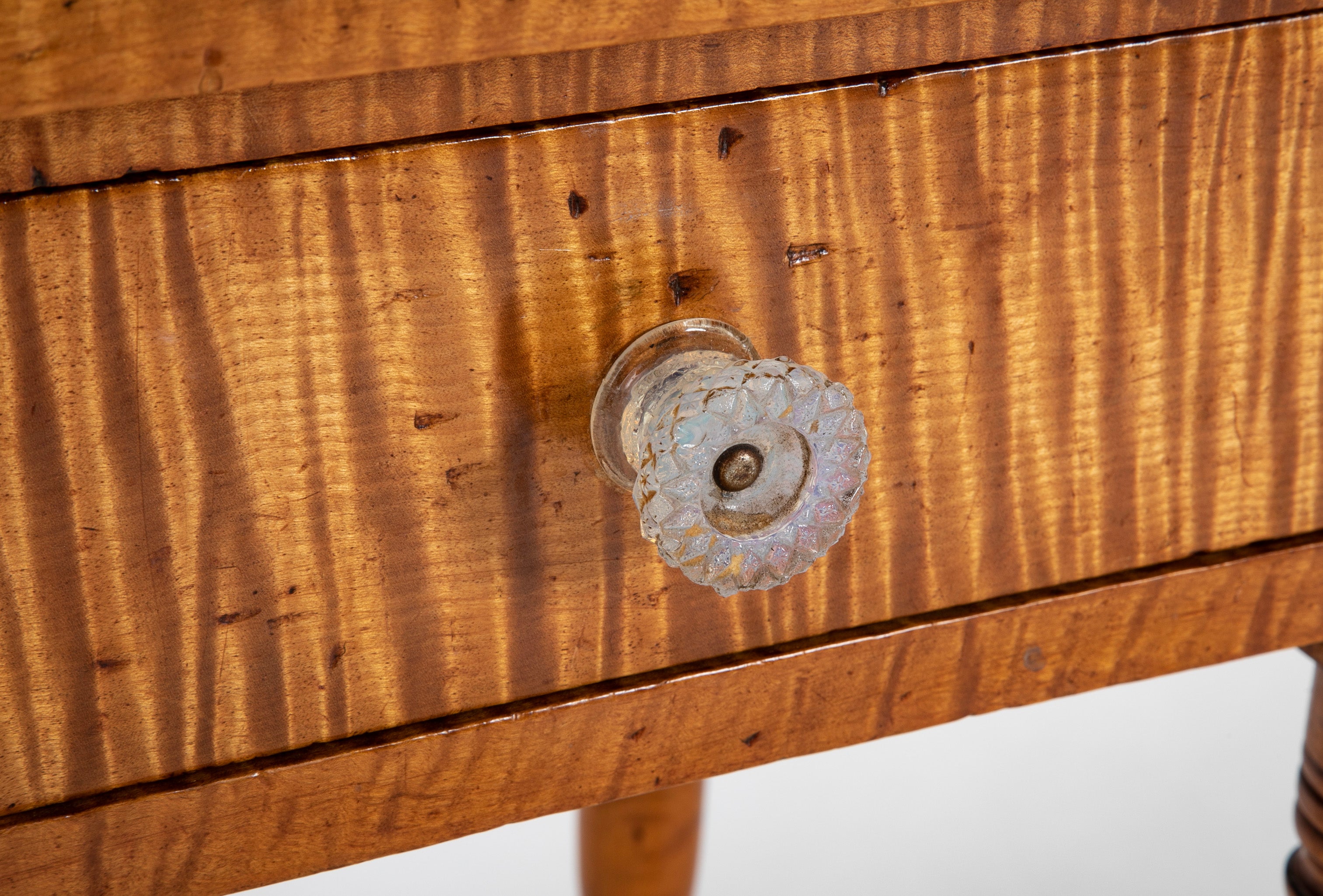 An American Tiger Maple Single Drawer Table
