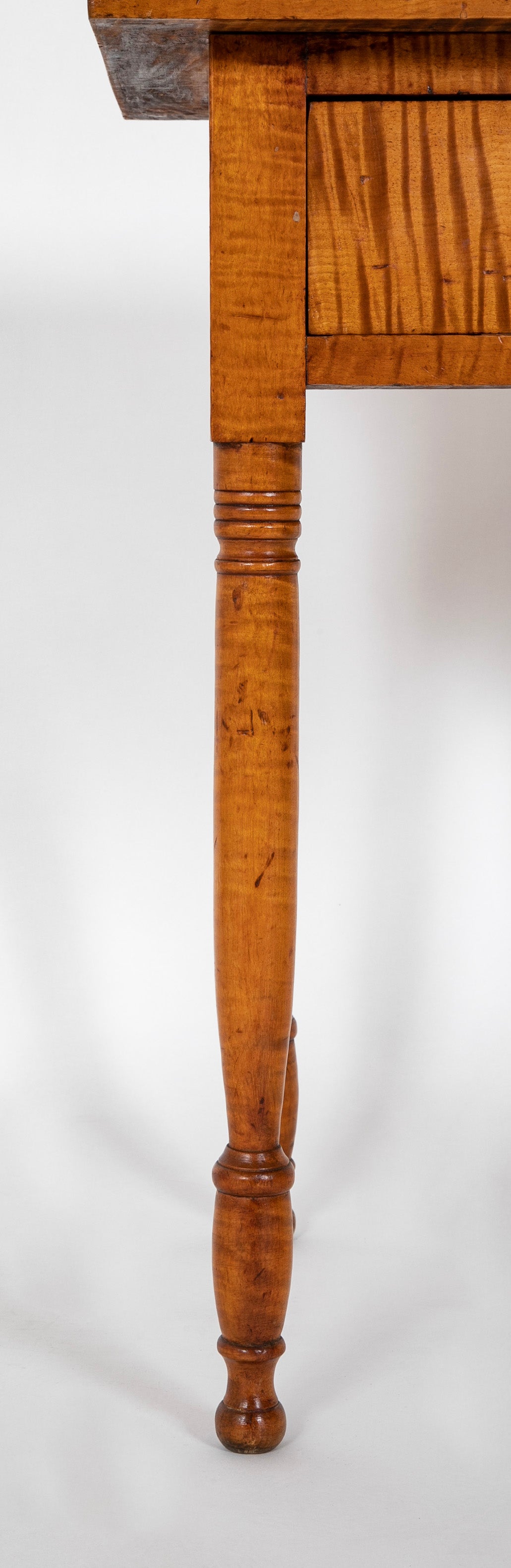 An American Tiger Maple Single Drawer Table