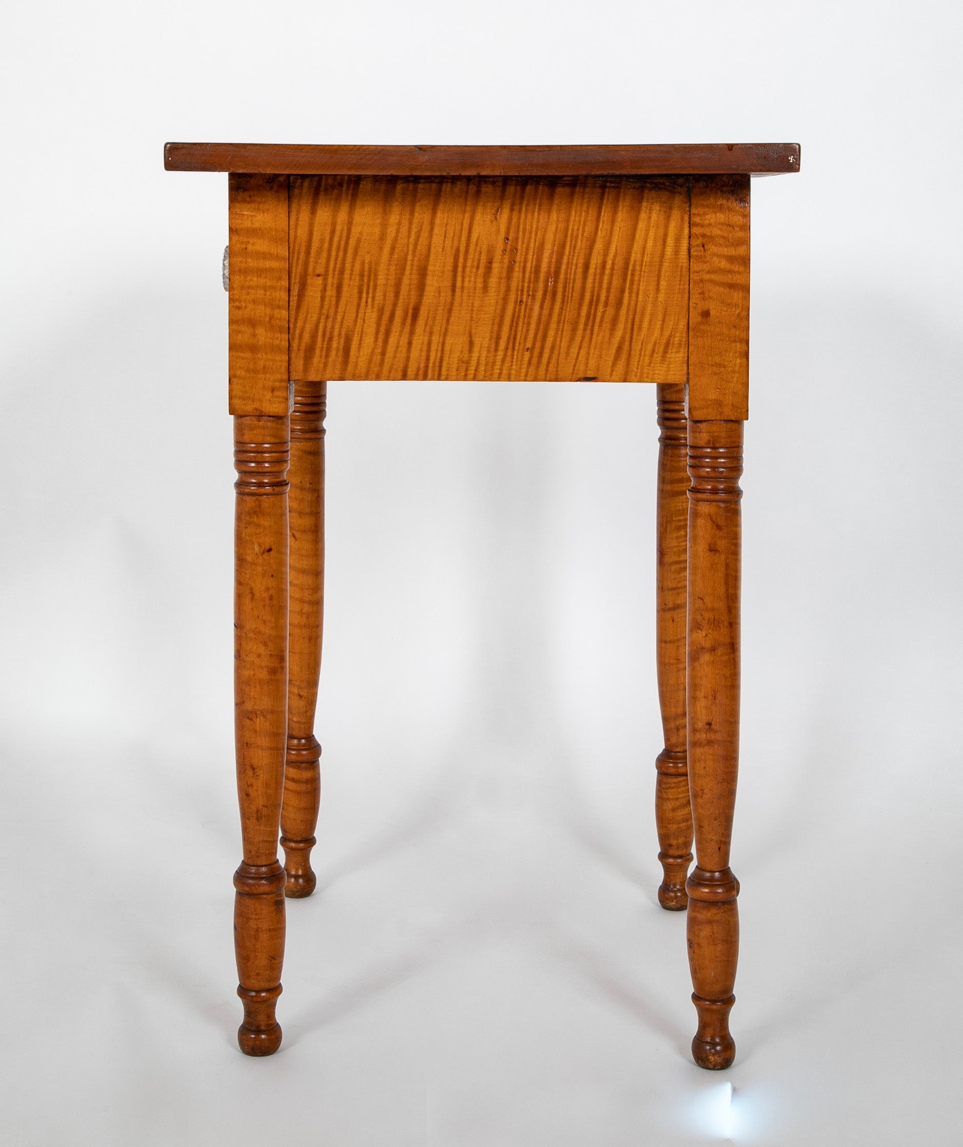 An American Tiger Maple Single Drawer Table