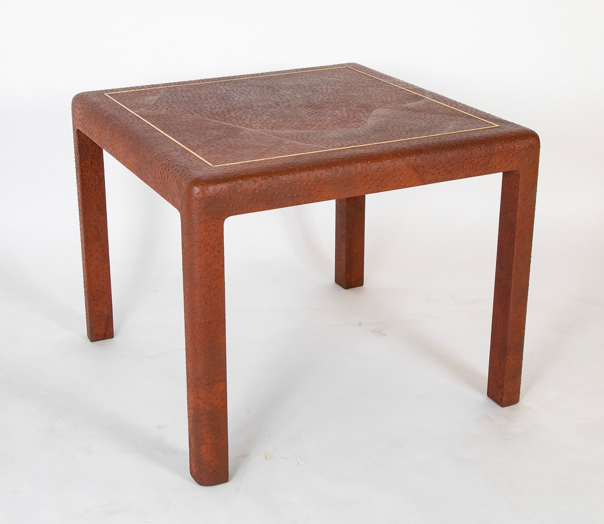 Karl Springer Games Table in Ostrich Embossed Leather