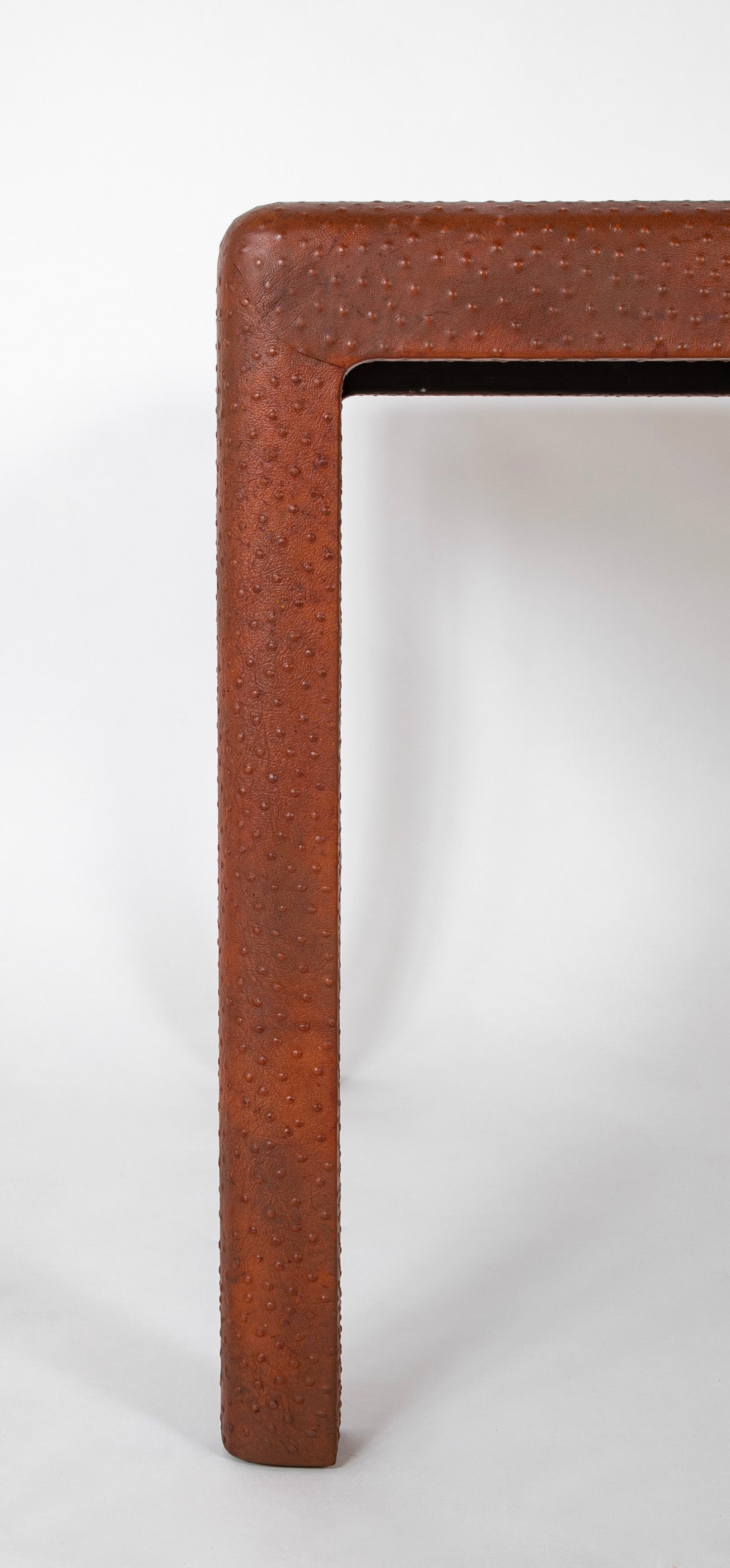 Karl Springer Games Table in Ostrich Embossed Leather