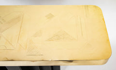 Willy Daro Console with Gilded Brass Top & Black Lacquer Metal Base