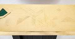 Willy Daro Console with Gilded Brass Top & Black Lacquer Metal Base