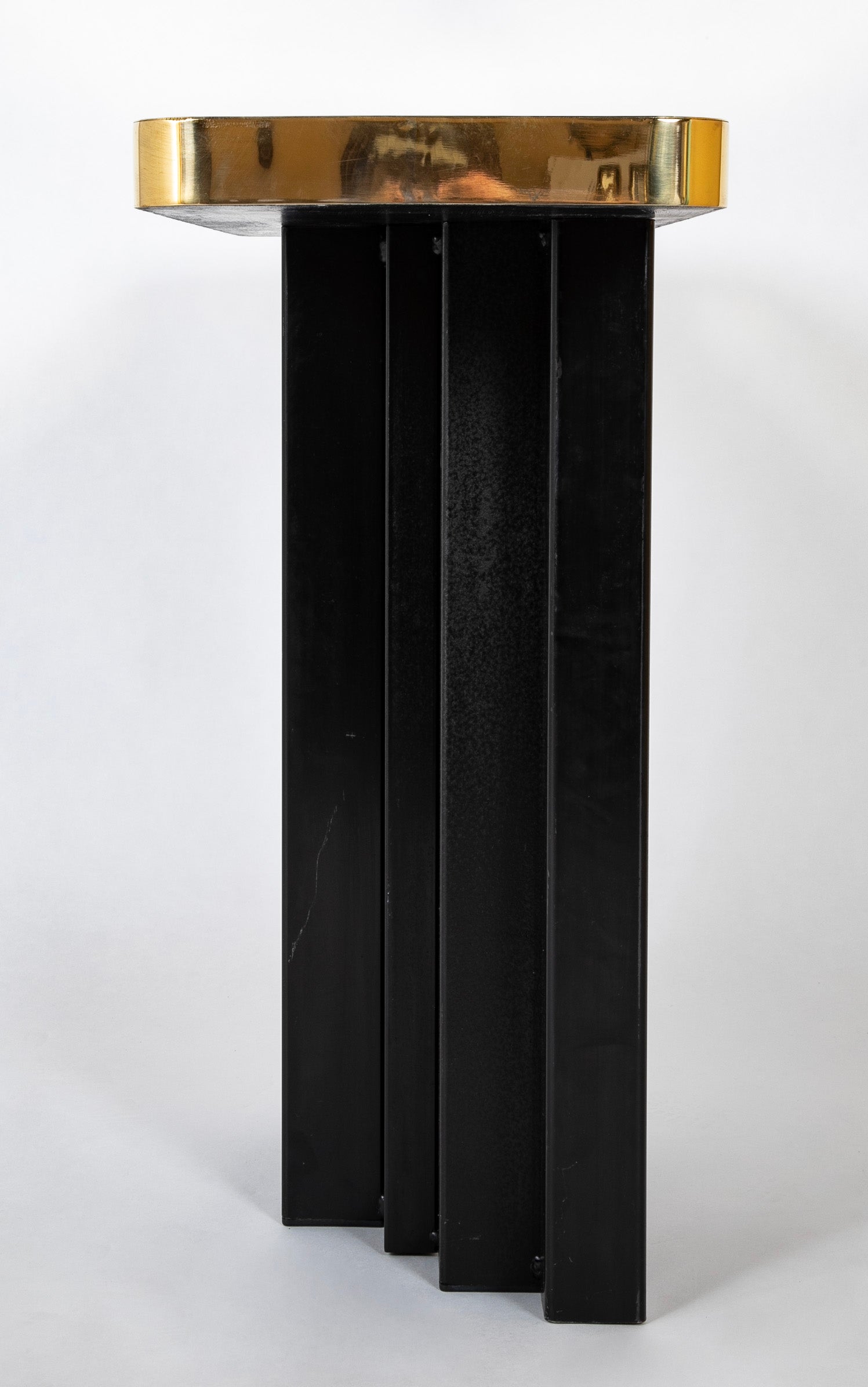 Willy Daro Console with Gilded Brass Top & Black Lacquer Metal Base