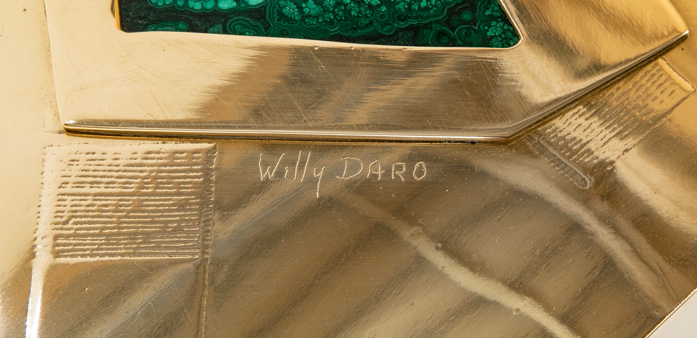 Willy Daro Console with Gilded Brass Top & Black Lacquer Metal Base