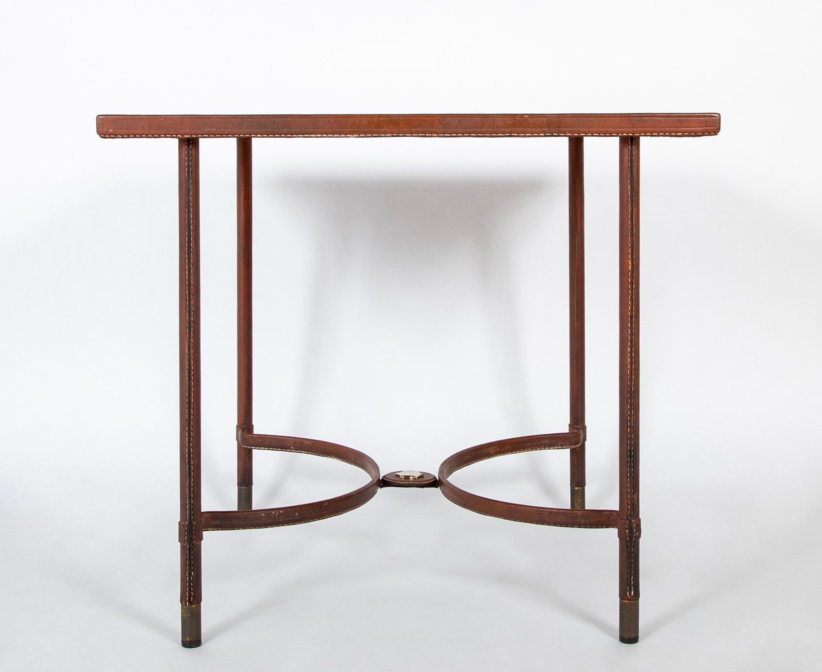 A Leather Wrapped Games Table Attributed to Adnet