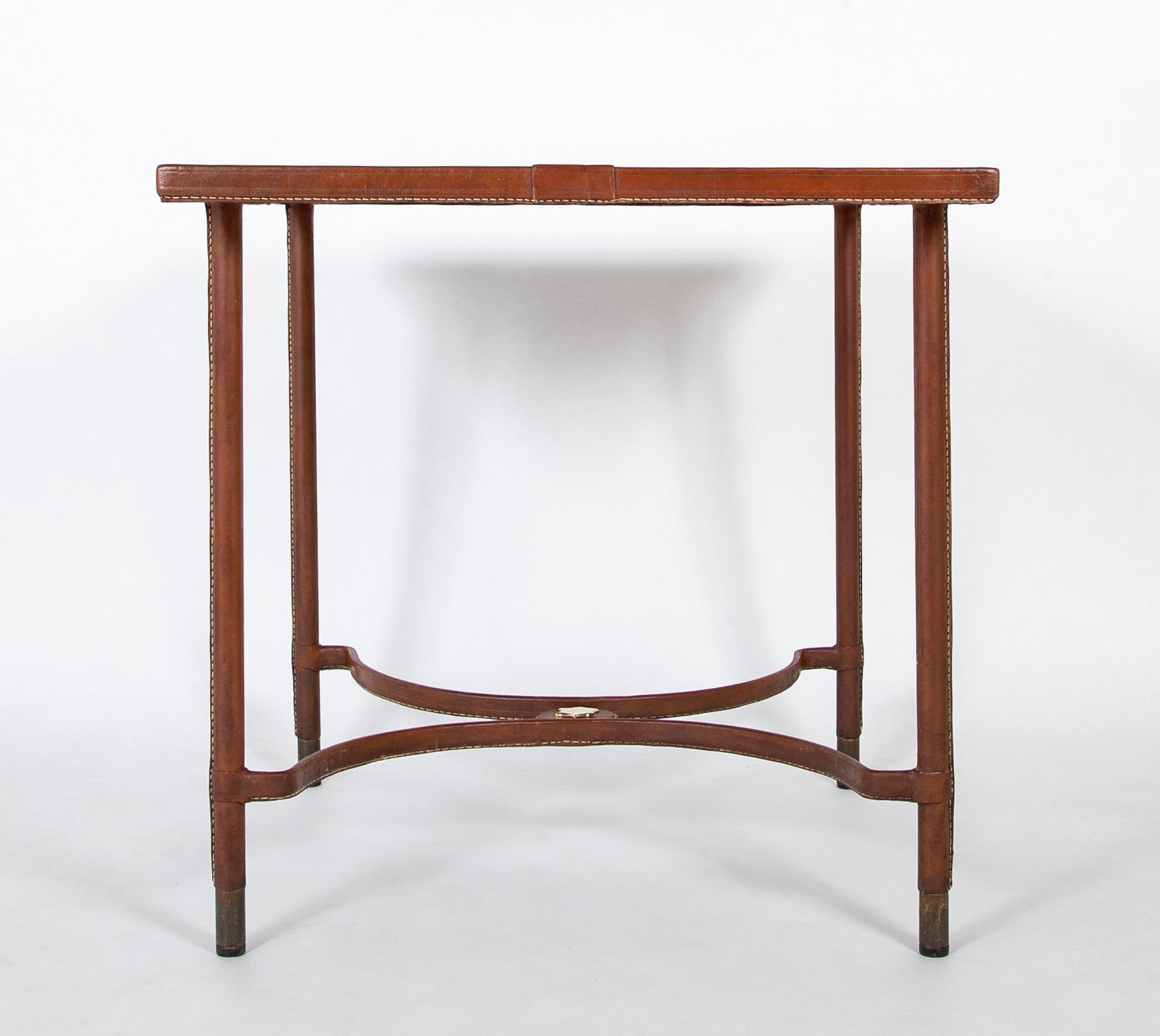 A Leather Wrapped Games Table Attributed to Adnet