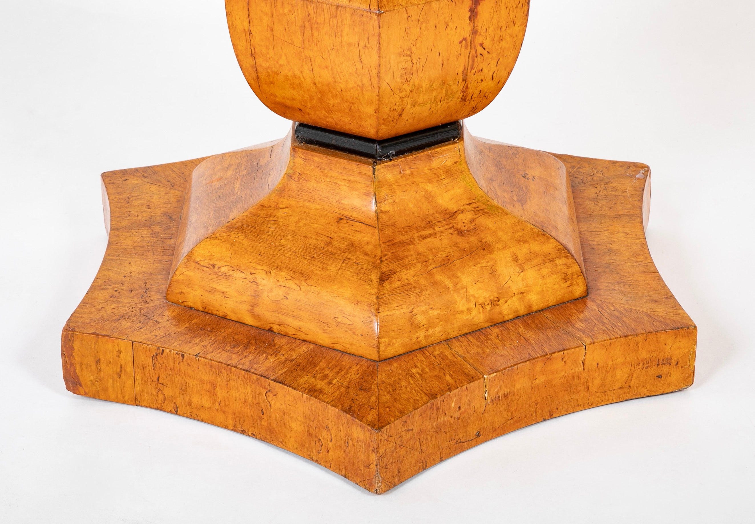 19th Century Northern European Biedermeier Table of Quilted Beech