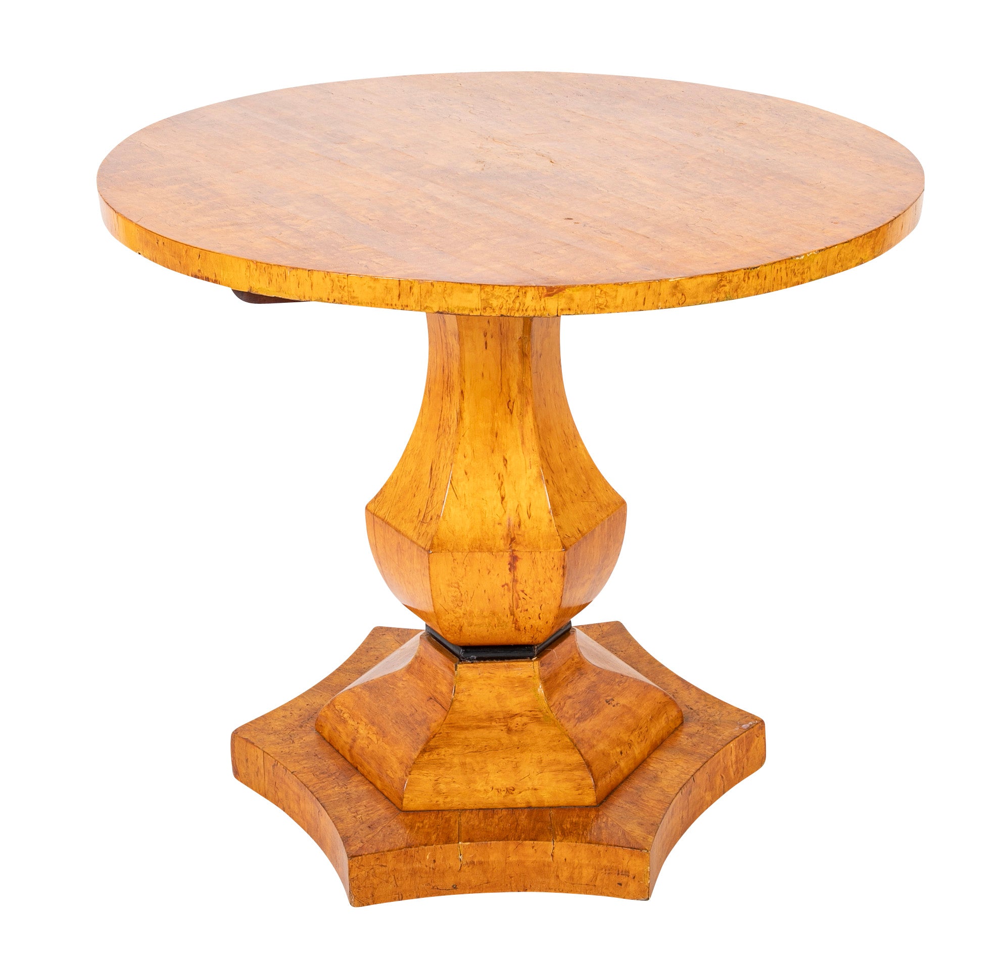 19th Century Northern European Biedermeier Table of Quilted Beech