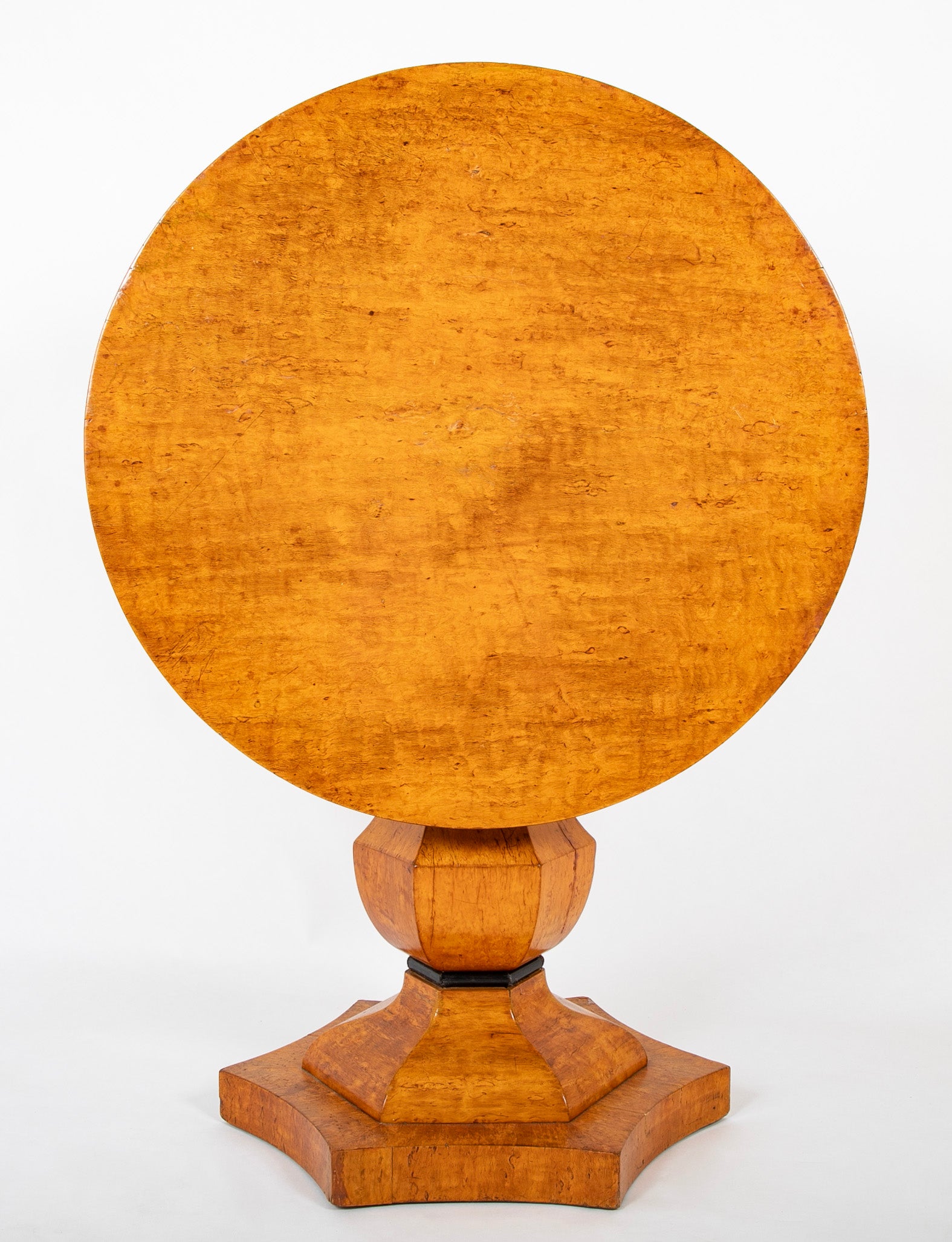 19th Century Northern European Biedermeier Table of Quilted Beech