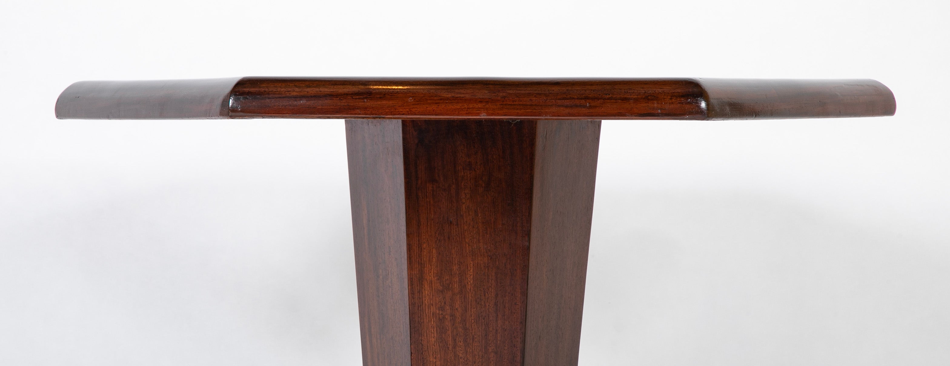 Rene Prou ( 1889 - 1947 ) Hexagonal Walnut Pedestal Table