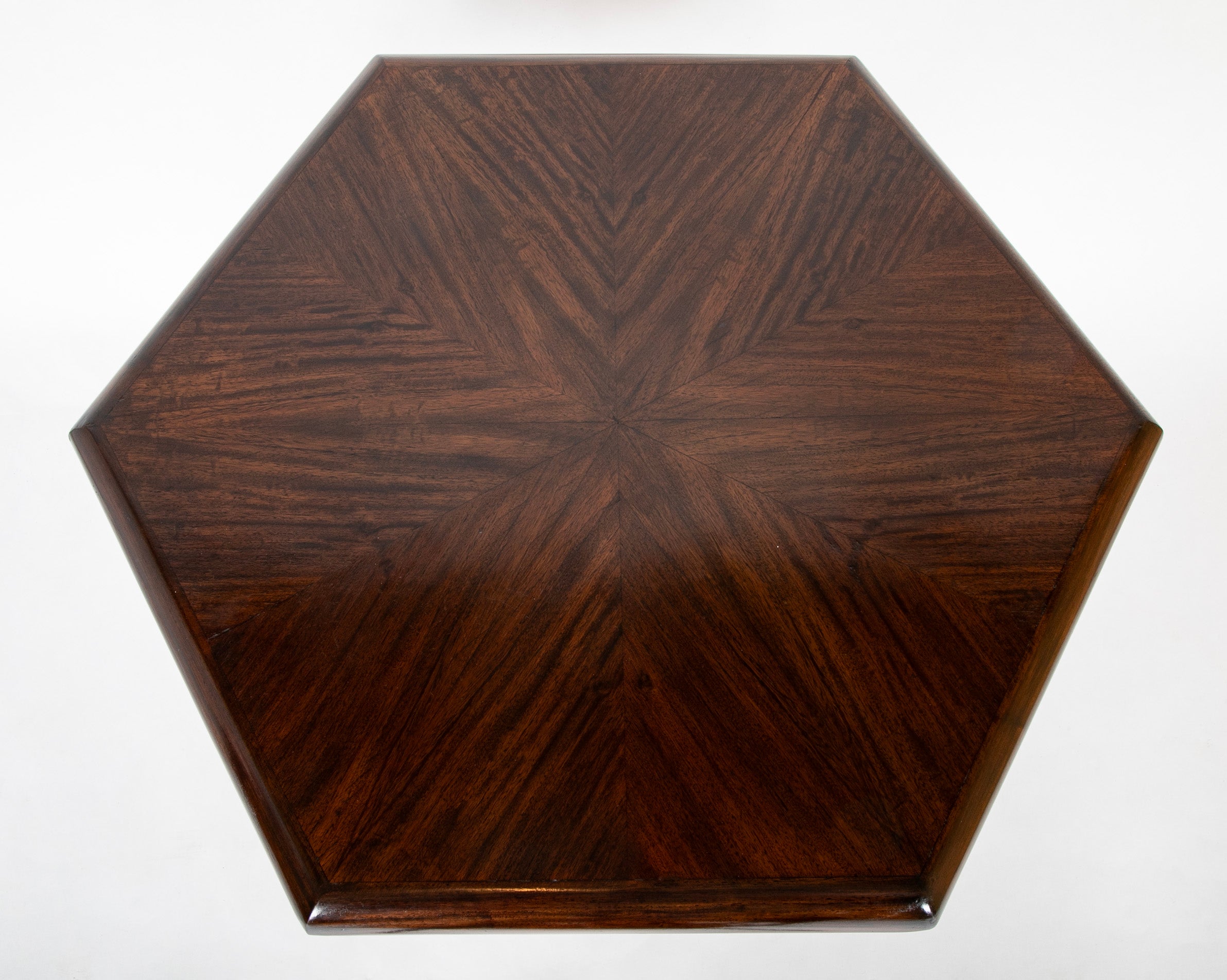 Rene Prou ( 1889 - 1947 ) Hexagonal Walnut Pedestal Table