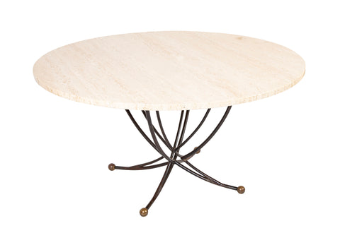 A French Round Marble Top Dining Table on Iron Base