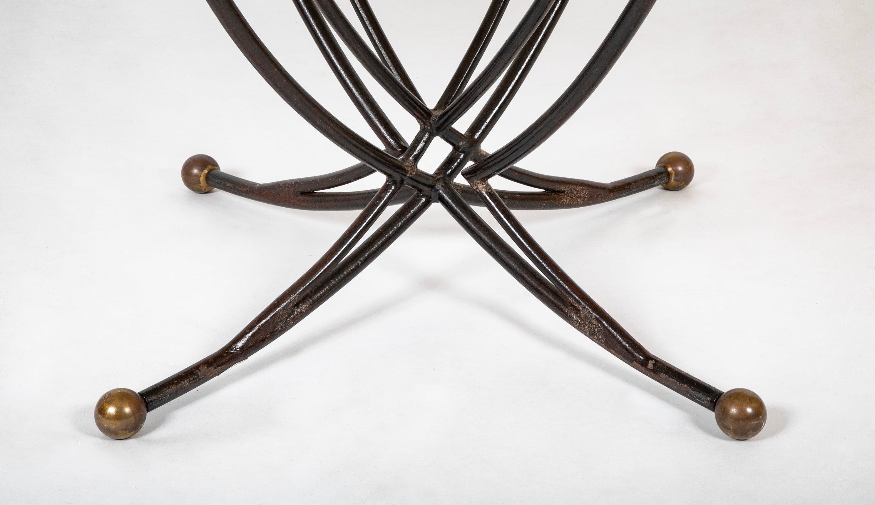 A French Round Marble Top Dining Table on Iron Base