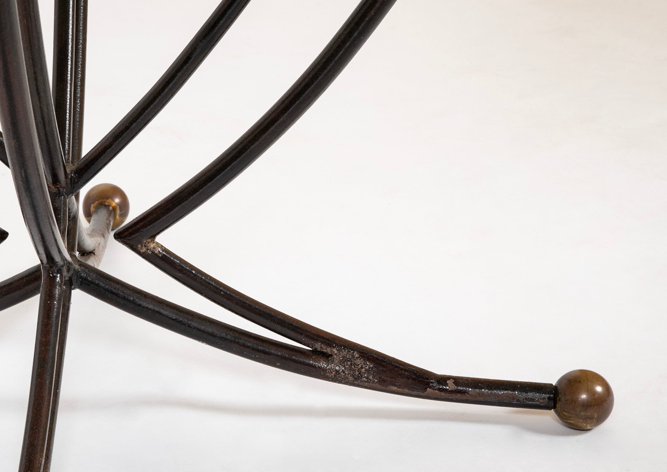 A French Round Marble Top Dining Table on Iron Base