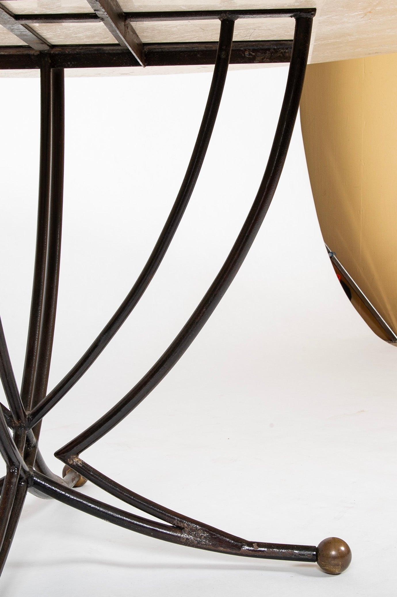 A French Round Marble Top Dining Table on Iron Base
