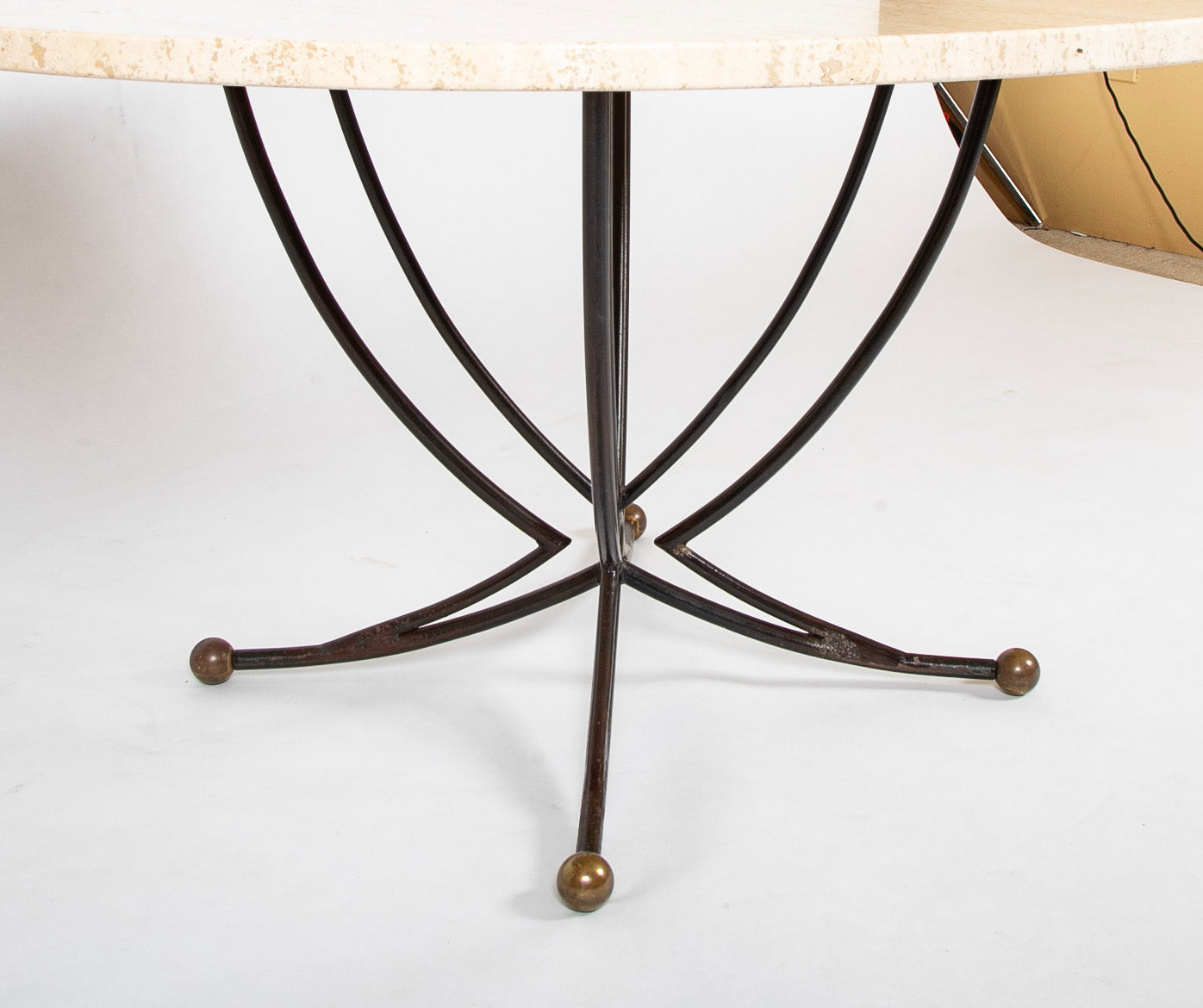 A French Round Marble Top Dining Table on Iron Base