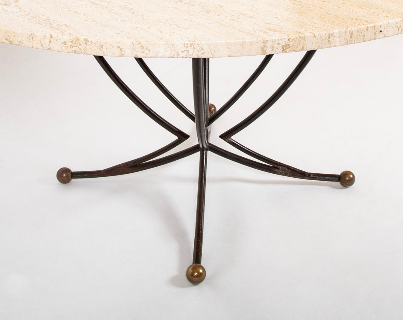 A French Round Marble Top Dining Table on Iron Base