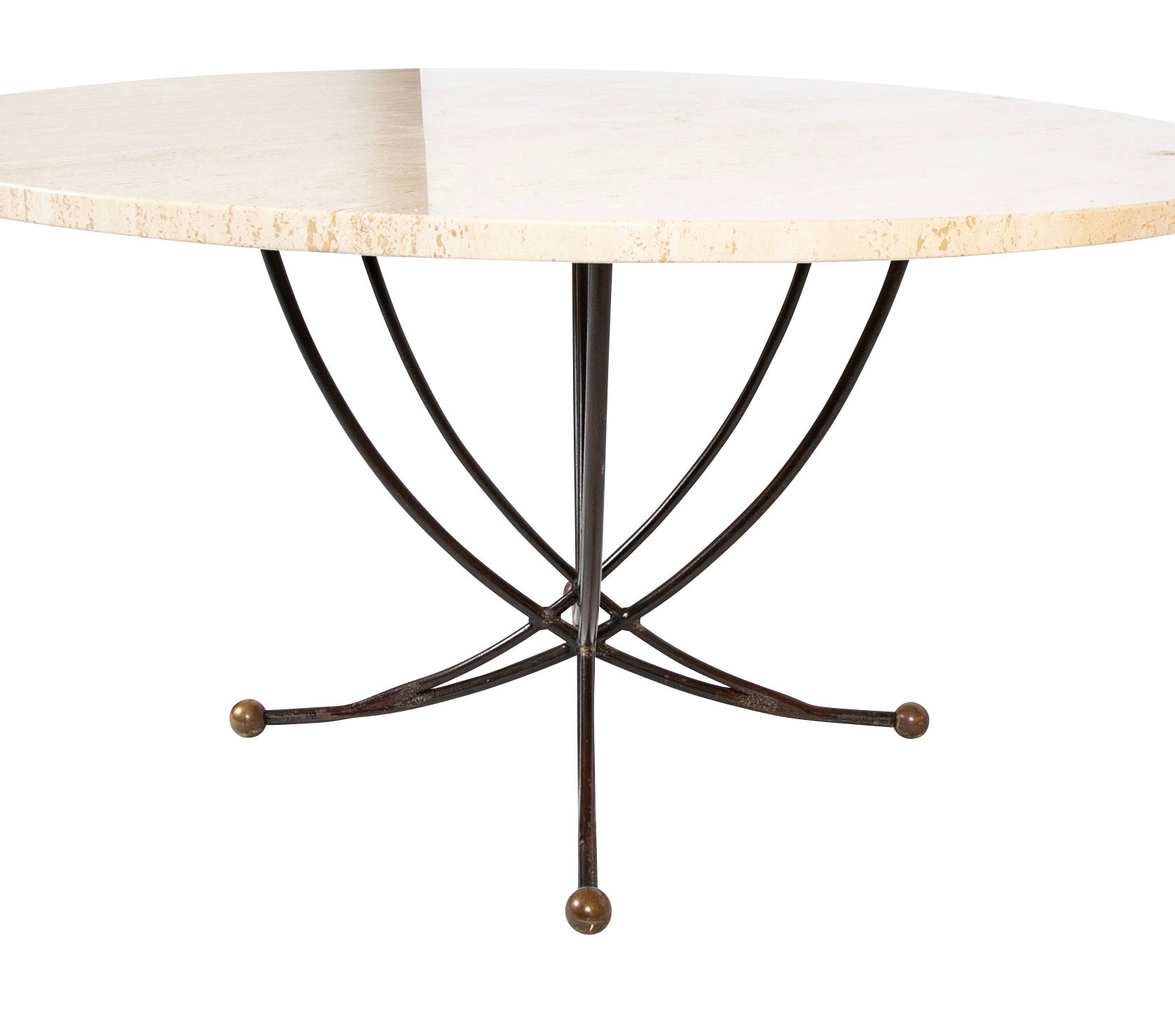 A French Round Marble Top Dining Table on Iron Base