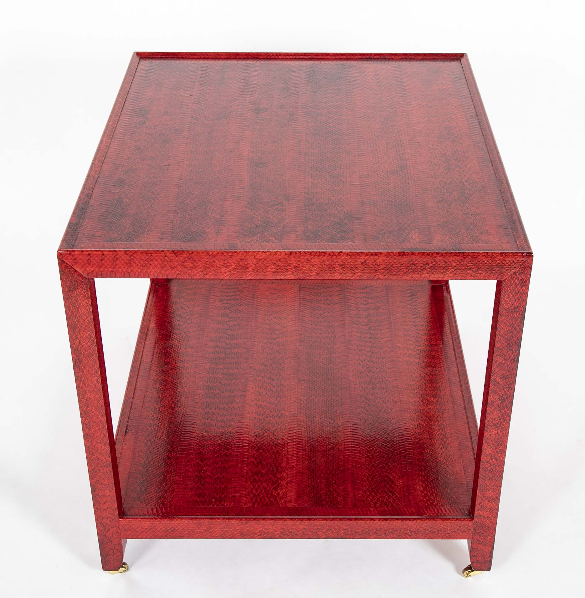 Karl Springer Red & Black Cobra Skin Table