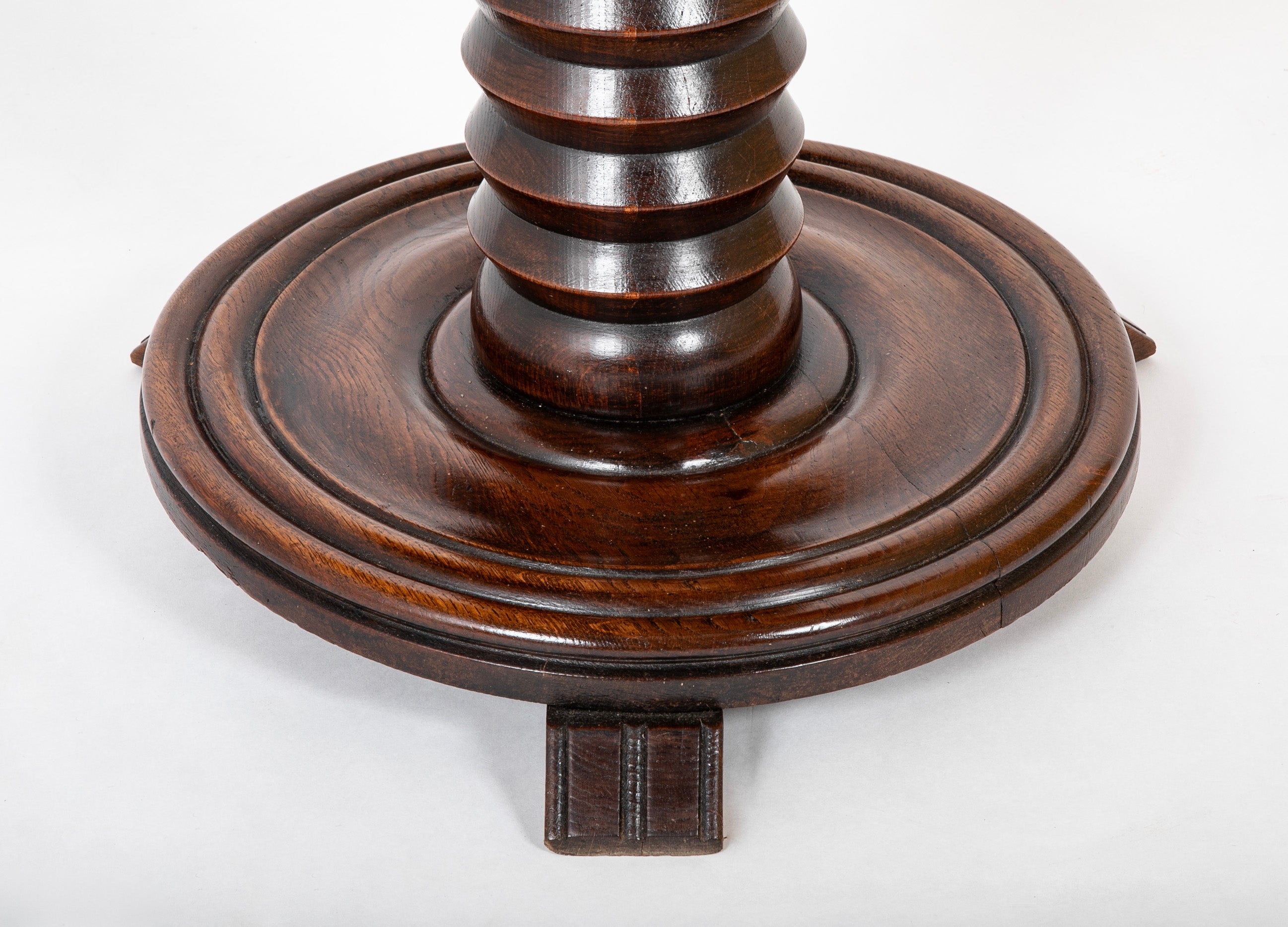 Charles Dudouyt Side Table with Turned Spool Column Pedestal