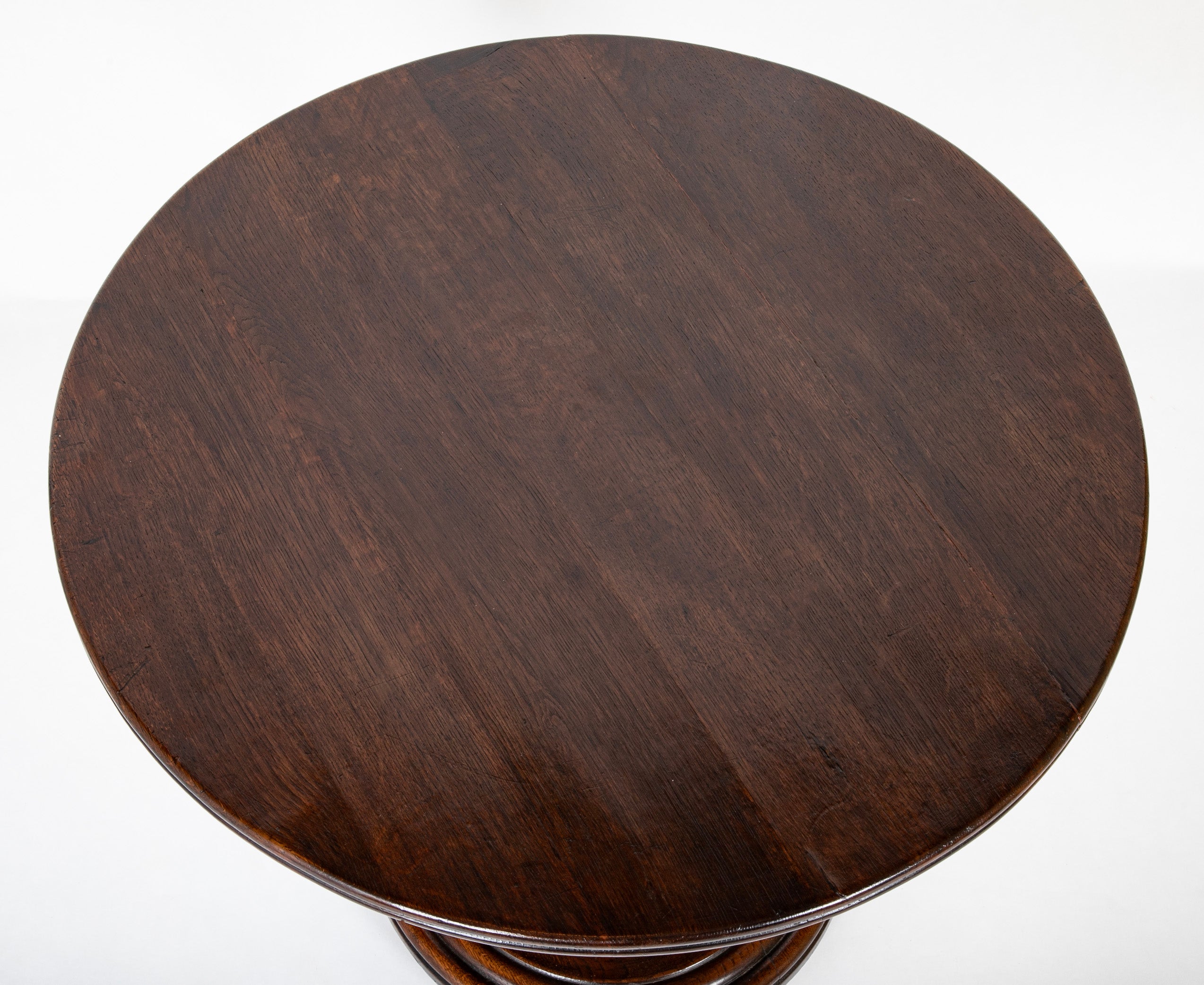 Charles Dudouyt Side Table with Turned Spool Column Pedestal