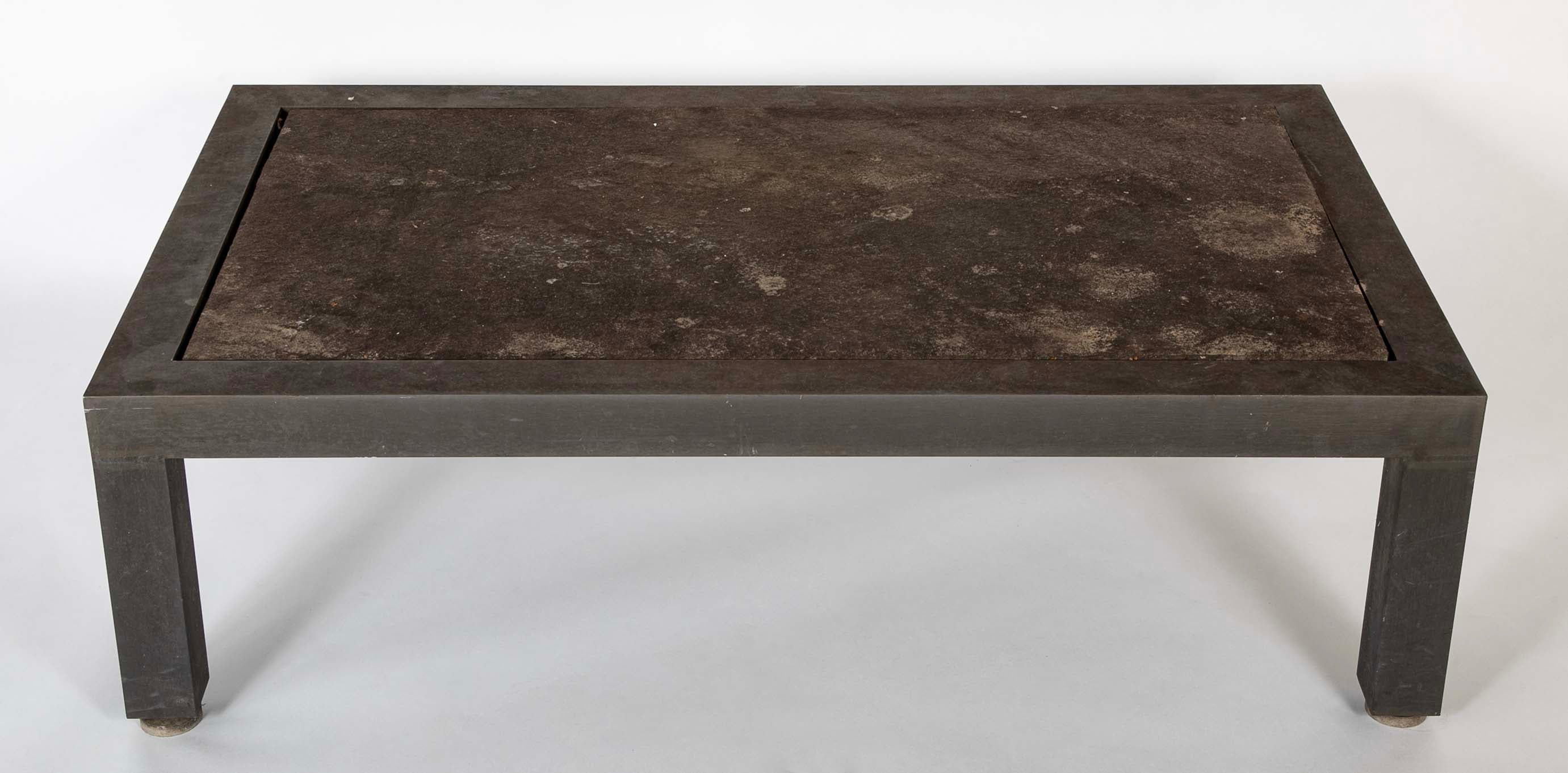 Patinated Aluminum and Slate Coffee Table by Joseph Grusczak
