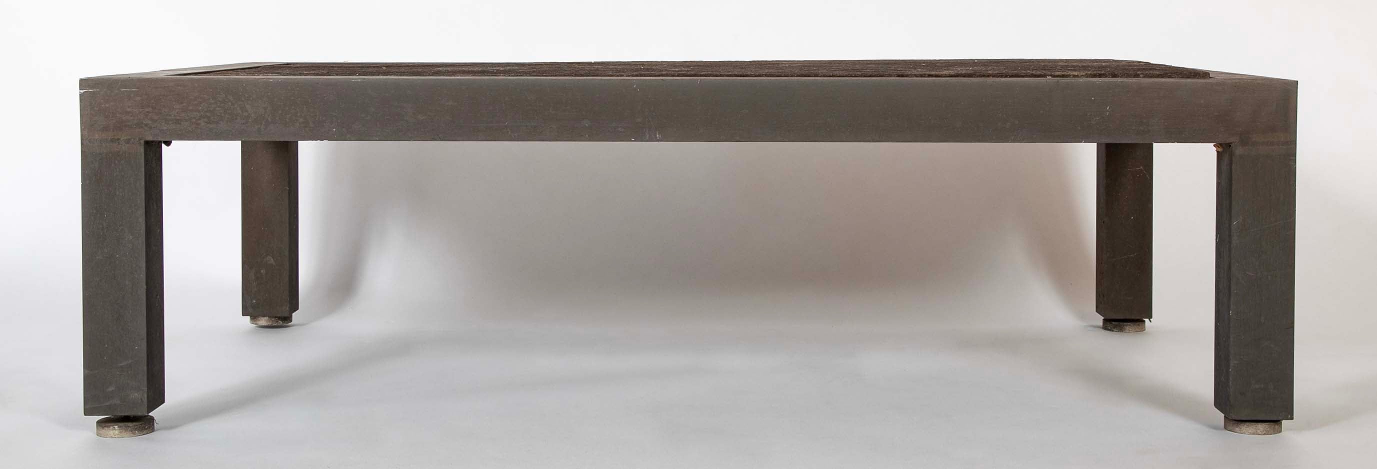 Patinated Aluminum and Slate Coffee Table by Joseph Grusczak