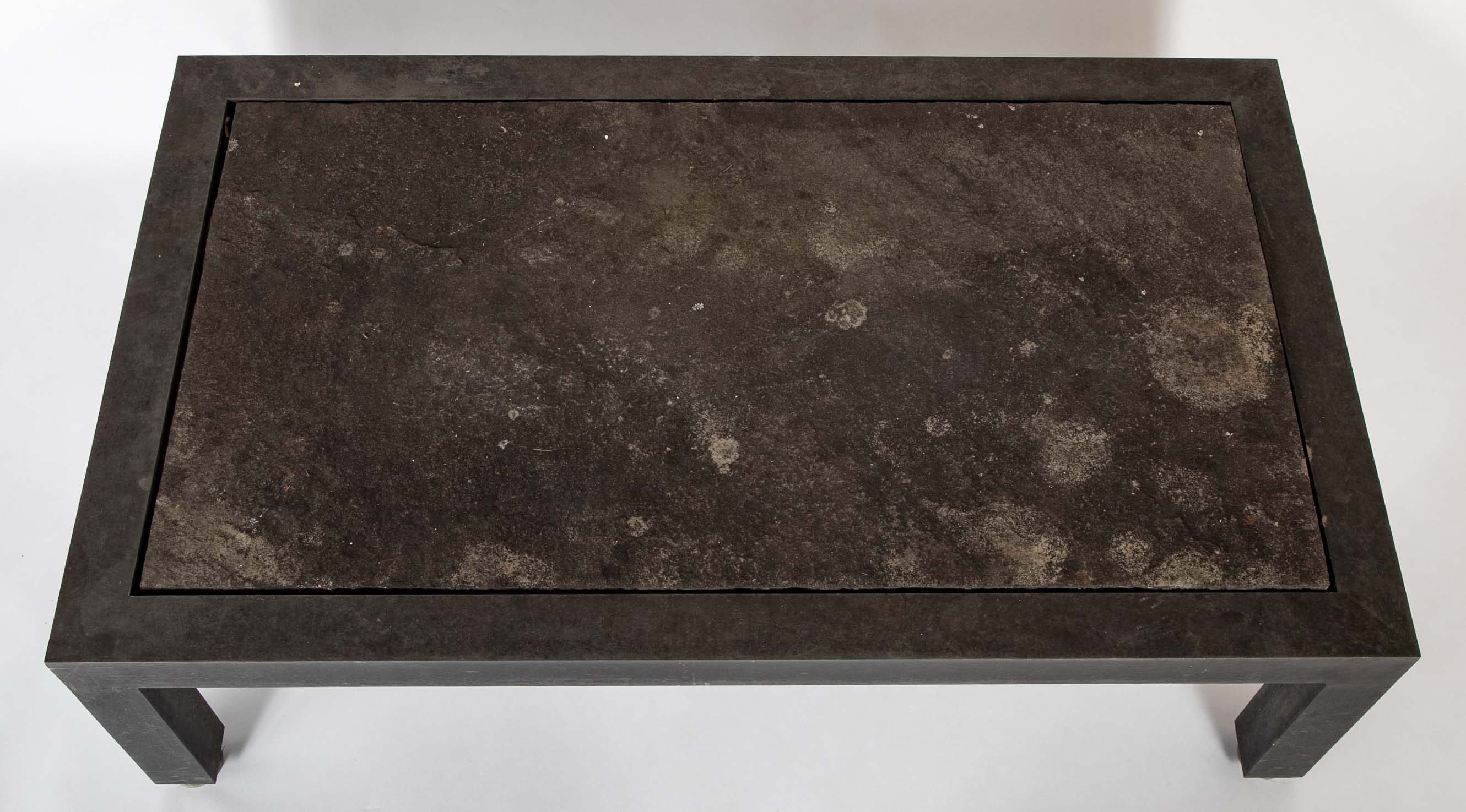 Patinated Aluminum and Slate Coffee Table by Joseph Grusczak