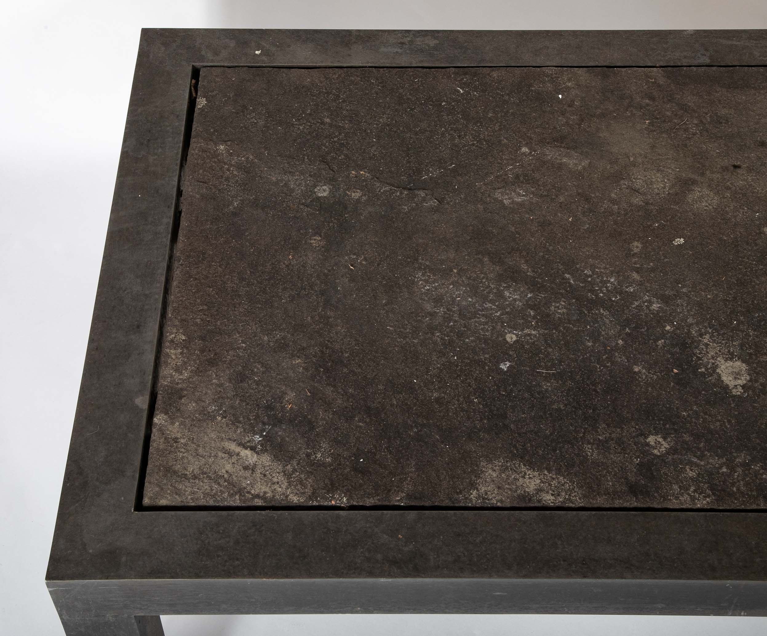 Patinated Aluminum and Slate Coffee Table by Joseph Grusczak