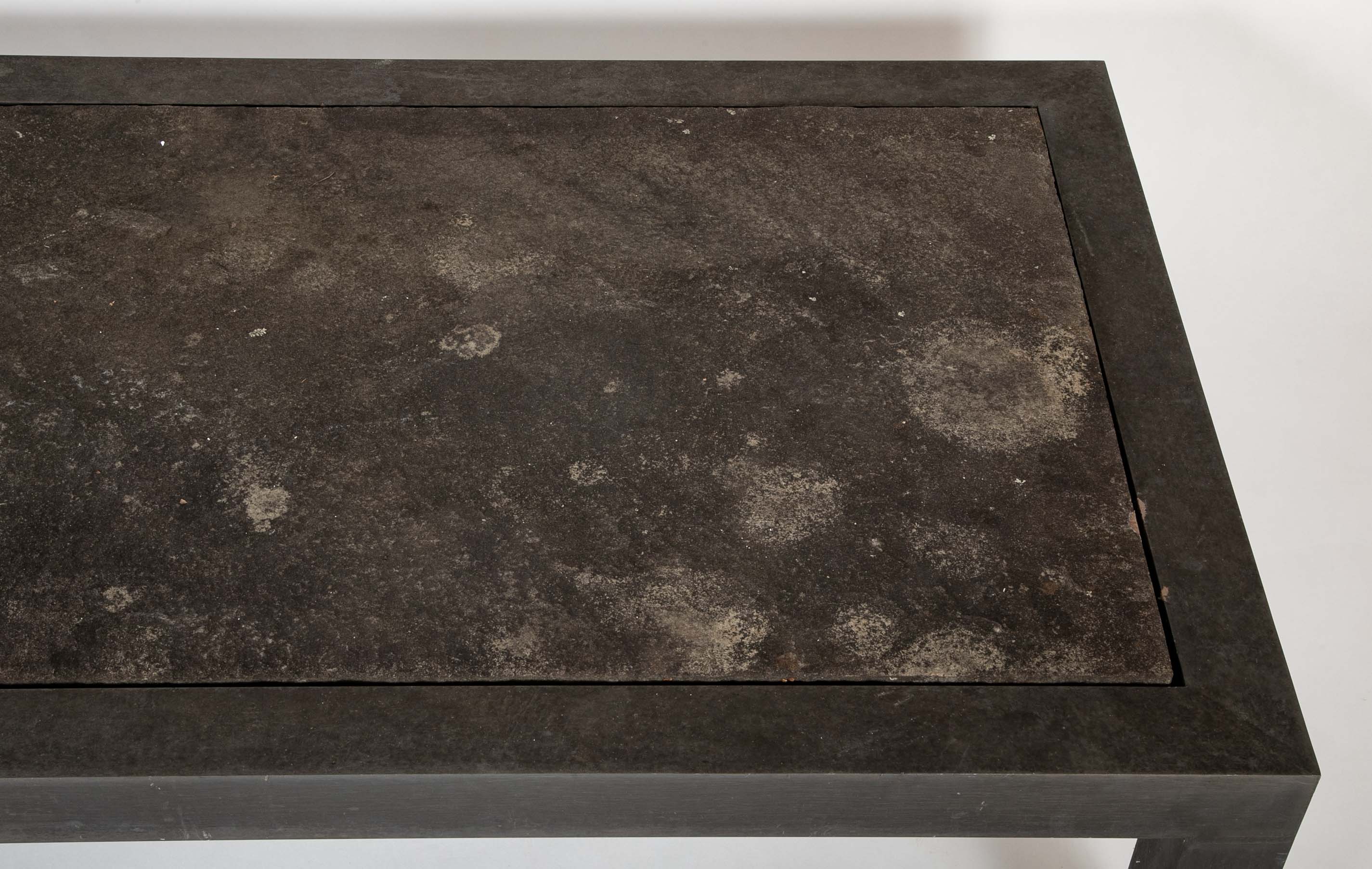 Patinated Aluminum and Slate Coffee Table by Joseph Grusczak
